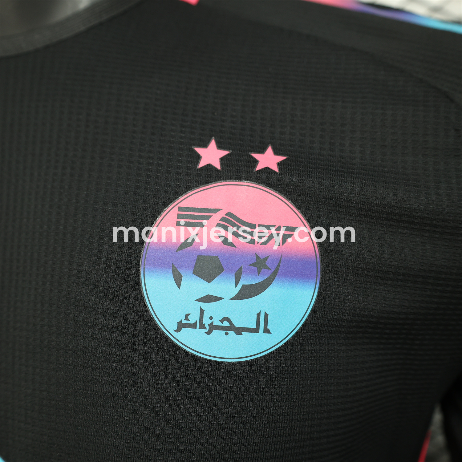 ManixJersey.com | Algeria 25-26 Pure Black with Fluorescent Green Powder Advertising Jersey - Player Version -Customize Name, Number and Patch | Worldwide Shipping