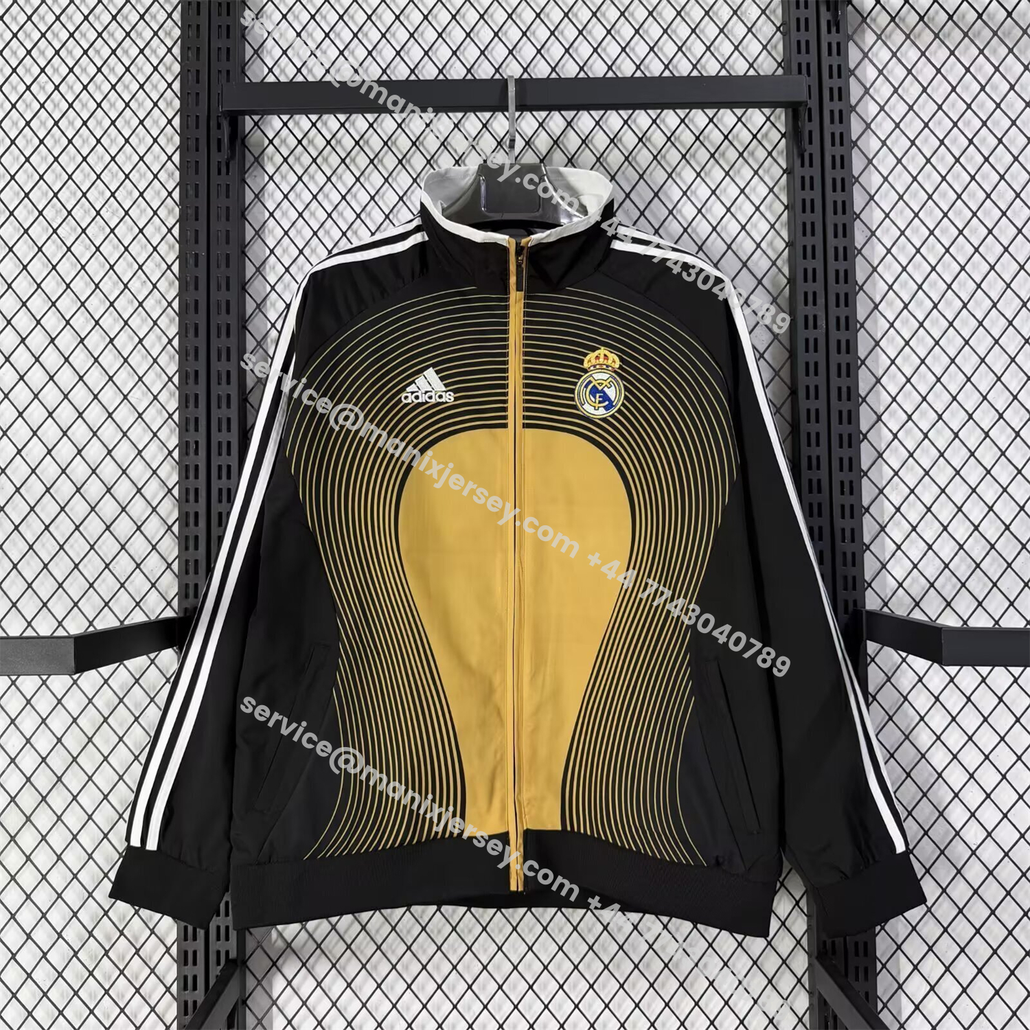 Retro Real Madrid 2006-07 Home Windbreaker Jacket - Black And Yellow:football jersey mysite: unitedjerseyfootball 邓江浪:football