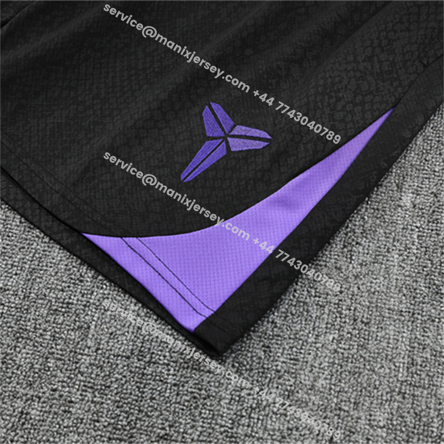 ManixJersey.com | Barcelona 25-26 X KB Kids Short-Sleeve Training Set - Black Blue Top & Black Shorts -Customize Name, Number and Patch | Worldwide Shipping