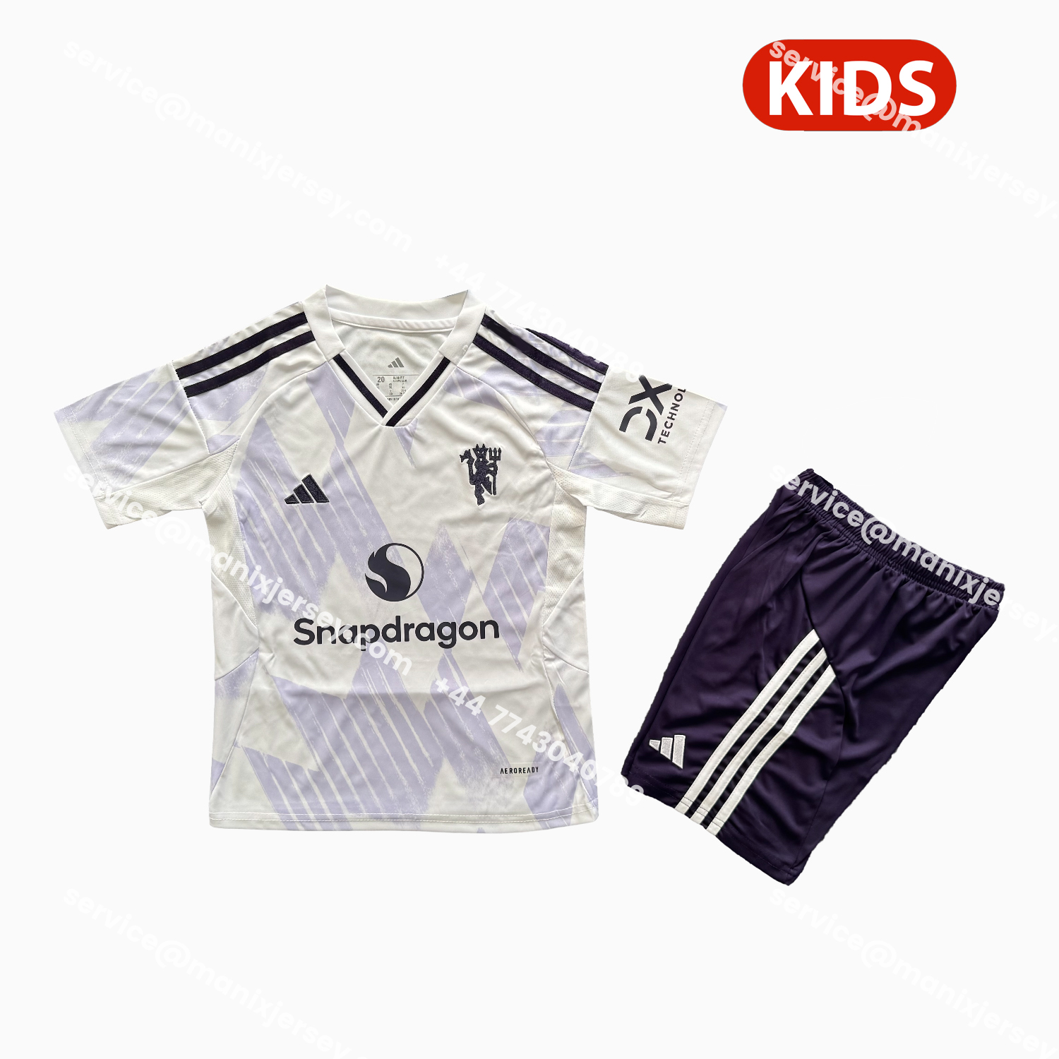 ManixJersey.com | Manchester United 25-26 Away Kids Kit -Customize Name, Number and Patch | Worldwide Shipping