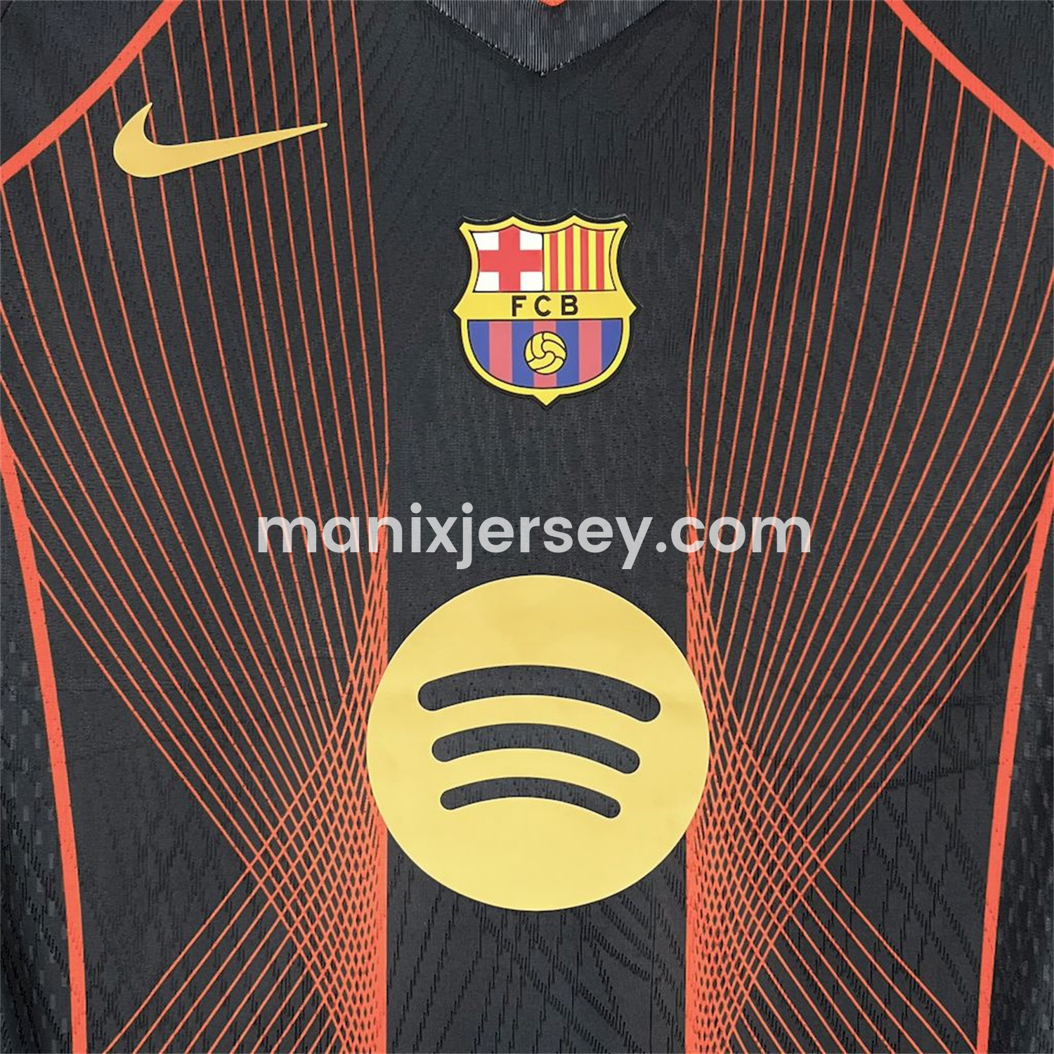 ManixJersey.com | Barcelona 25-26 T90 Orange Lines Black Special Jersey - Fans Version -Customize Name, Number and Patch | Worldwide Shipping