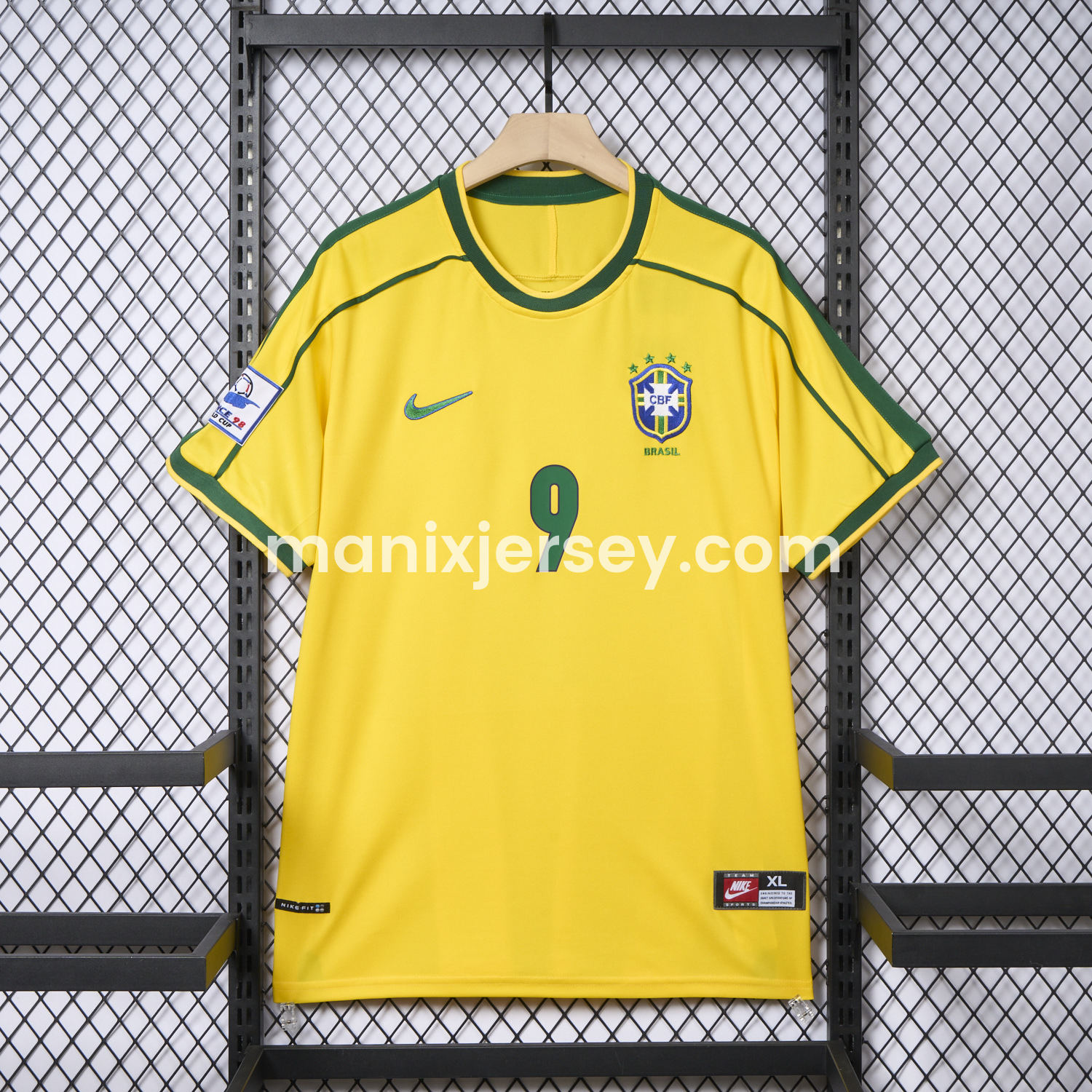 ManixJersey.com | Retro Brazil 1998 Home Jersey -Customize Name, Number and Patch | Worldwide Shipping