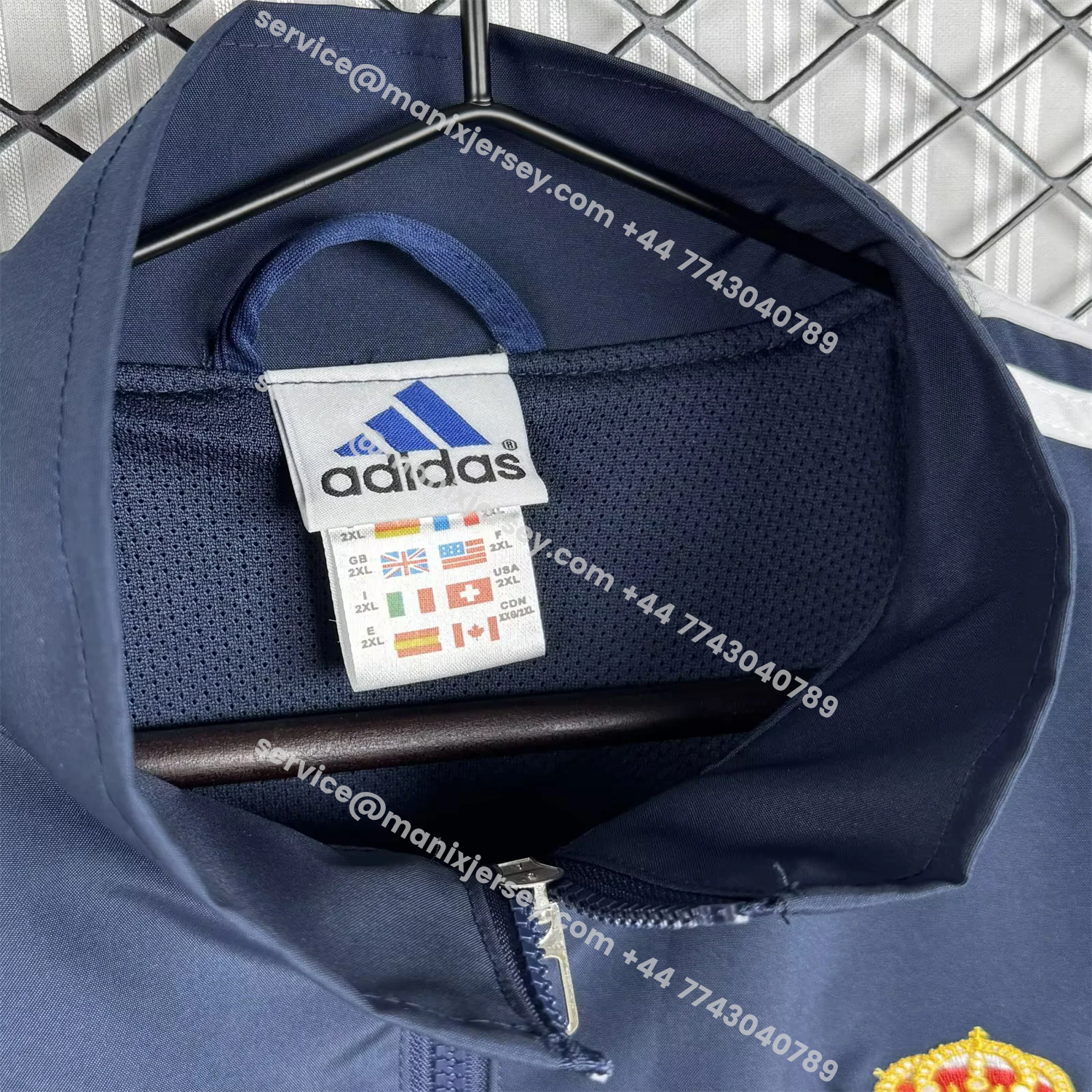 ManixJersey.com | Retro Real Madrid 1998-99 Third Windbreaker Jacket - Blue -Customize Name, Number and Patch | Worldwide Shipping