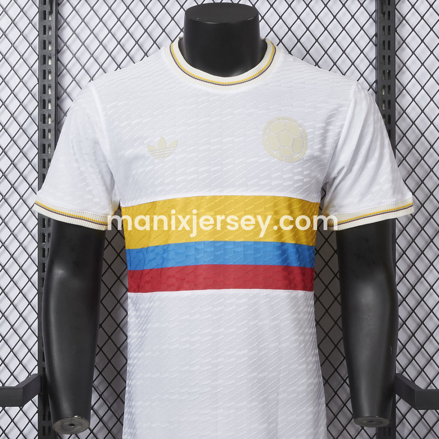ManixJersey.com | Colombia 2024 100th Anniversary Jersey with Jacquard Fabric - Player Version -Customize Name, Number and Patch | Worldwide Shipping