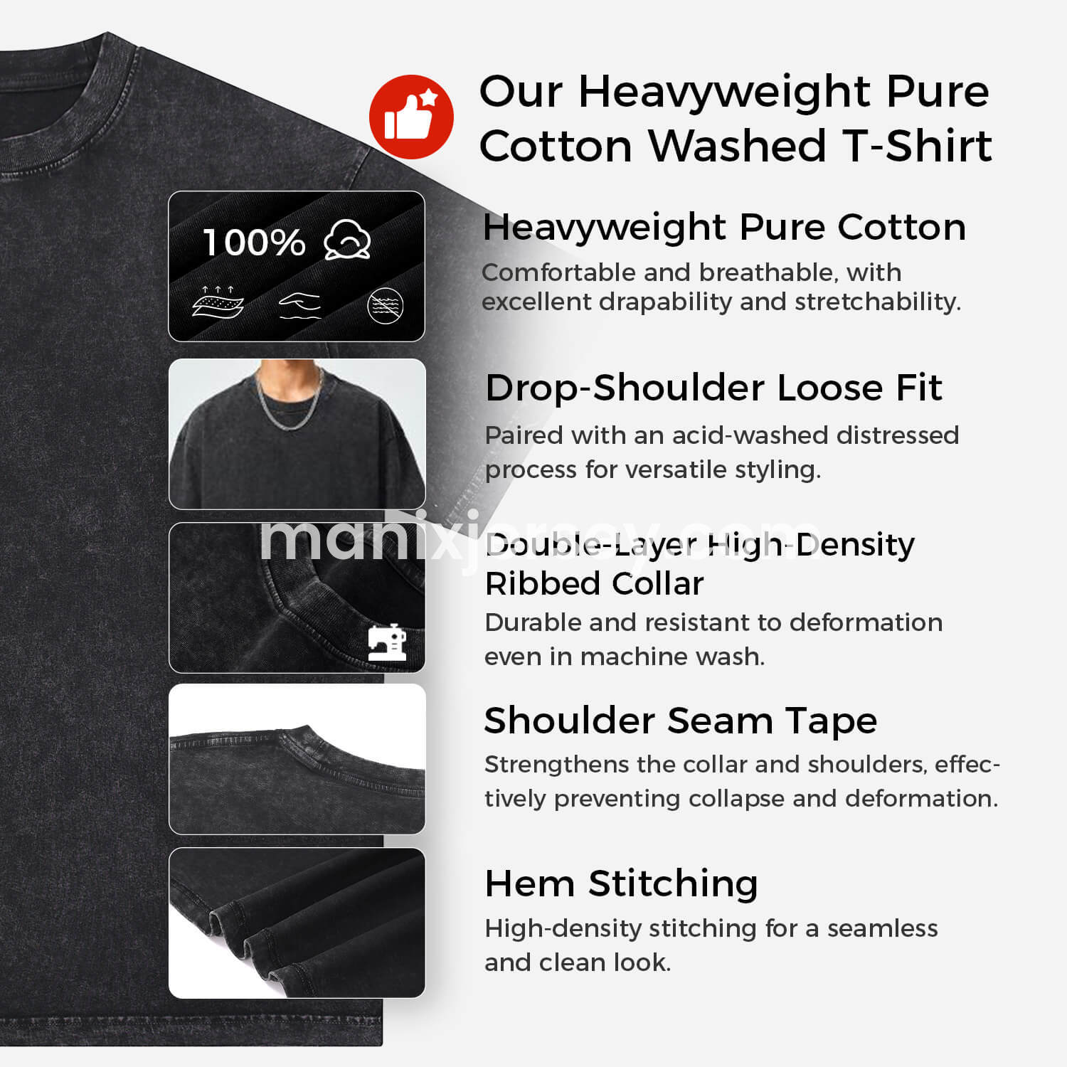 ManixJersey.com | Dortmund Oversized Washed T-Shirt -Customize Name, Number and Patch | Worldwide Shipping