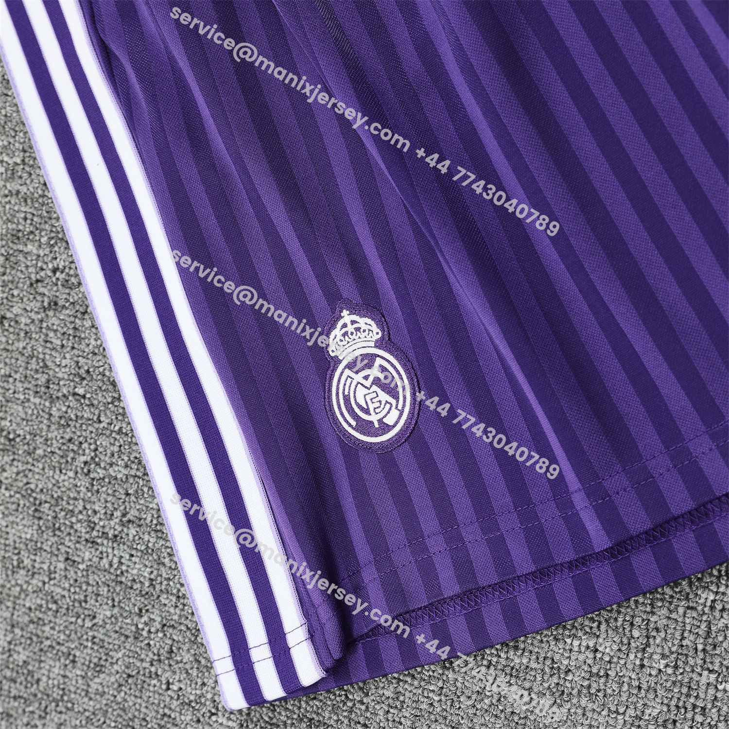 ManixJersey.com | Real Madrid 25-26 Vest Training Set - Pure White Vest & Purple Shorts -Customize Name, Number and Patch | Worldwide Shipping