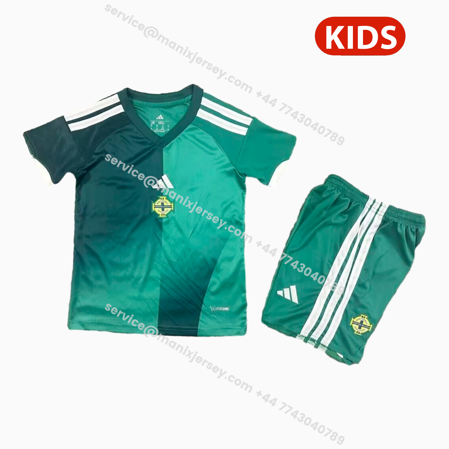 ManixJersey.com | Northern Ireland 25-26 Home Kids Kit -Customize Name, Number and Patch | Worldwide Shipping