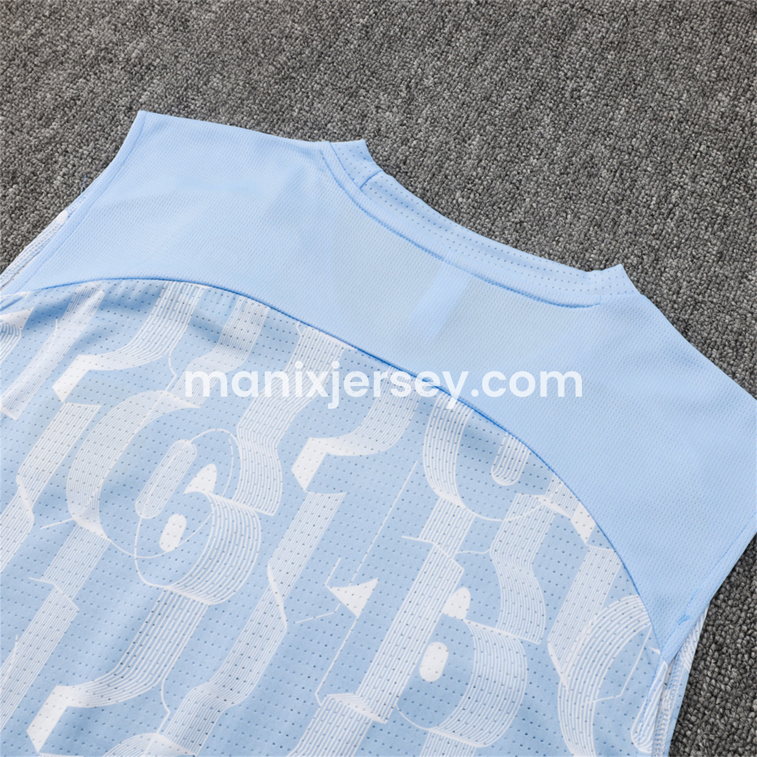 ManixJersey.com | Manchester City 25-26 Vest Training Set - Sky Blue Vest and Deep Blue Shorts -Customize Name, Number and Patch | Worldwide Shipping