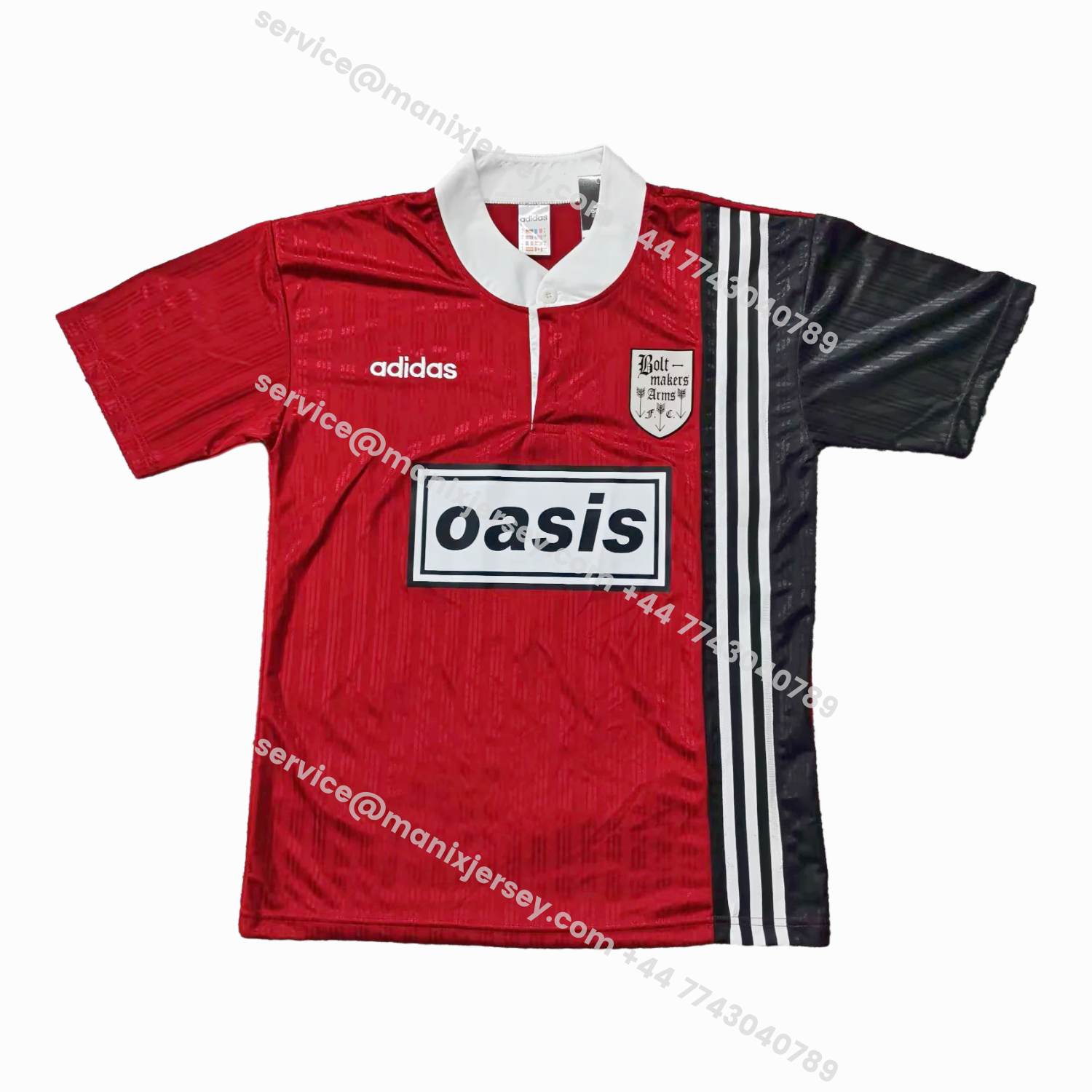 ManixJersey.com | Retro Boltmakers Arms 1996 Oasis Originals Red And Black Jersey -Customize Name, Number and Patch | Worldwide Shipping
