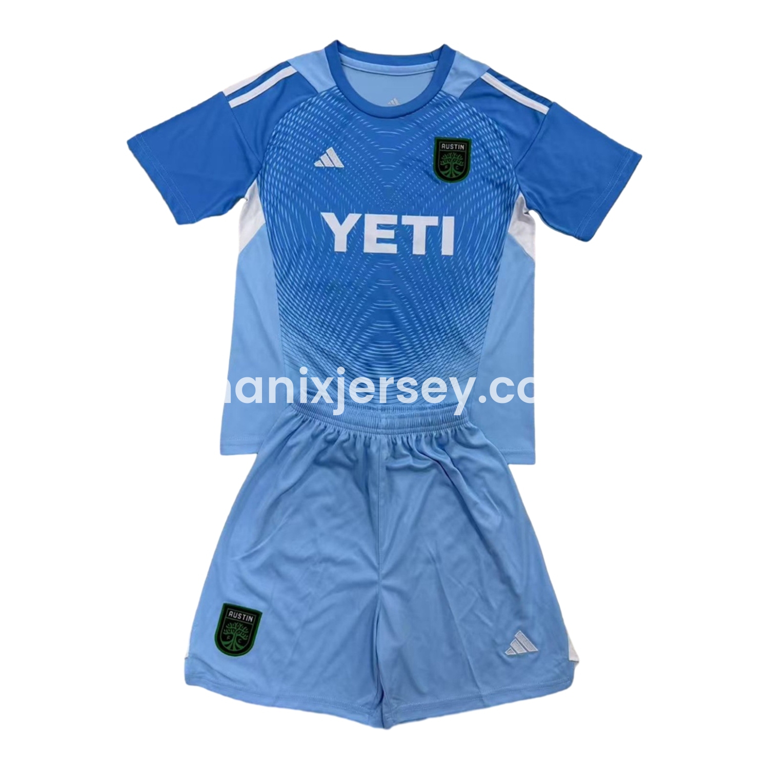 ManixJersey.com | Austin 25-26 Blue Goalkeeper Men's Adult Jersey Set - Fans Version -Customize Name, Number and Patch | Worldwide Shipping