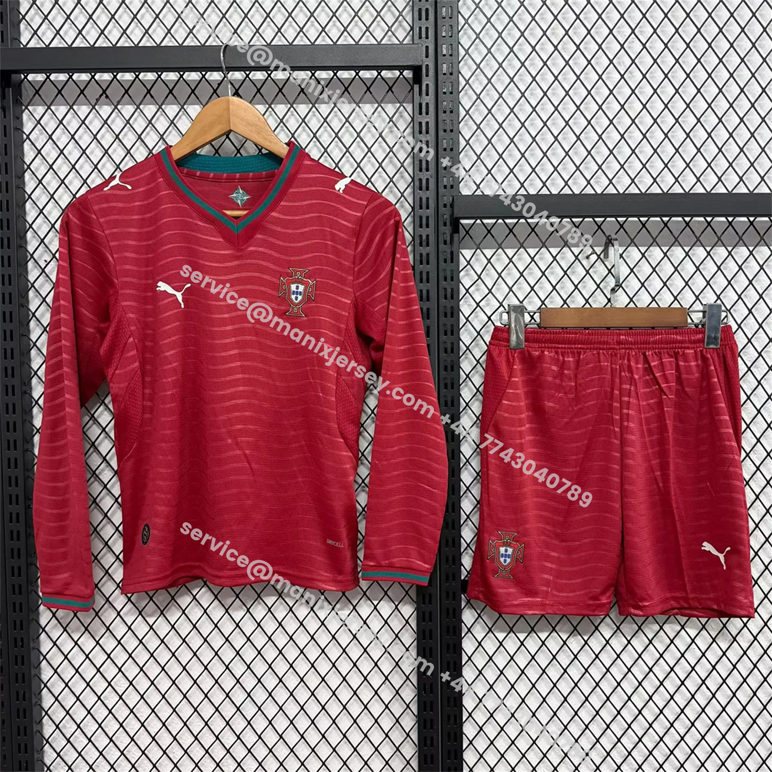 ManixJersey.com | Portugal 2026 Home Long Sleeves Kids Kit -Customize Name, Number and Patch | Worldwide Shipping
