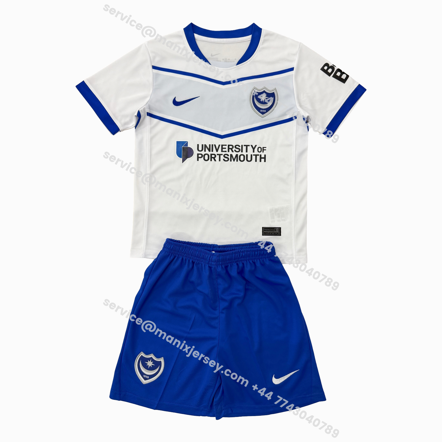 ManixJersey.com | Portsmouth 25-26 Away Men's Adult Jersey Set - Fans Version -Customize Name, Number and Patch | Worldwide Shipping