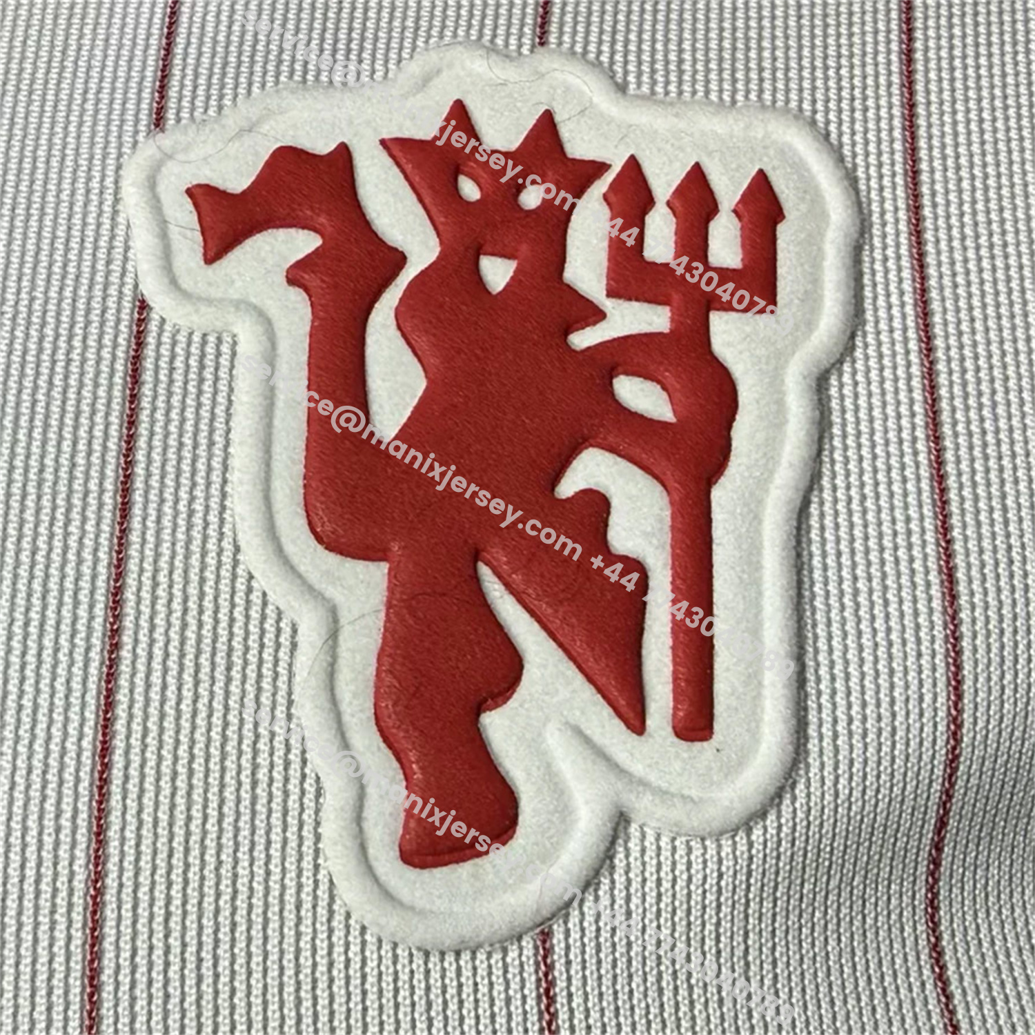 ManixJersey.com | Manchester United 25-26 Trefoil Red Lines White Travel Jersey - Player Version -Customize Name, Number and Patch | Worldwide Shipping