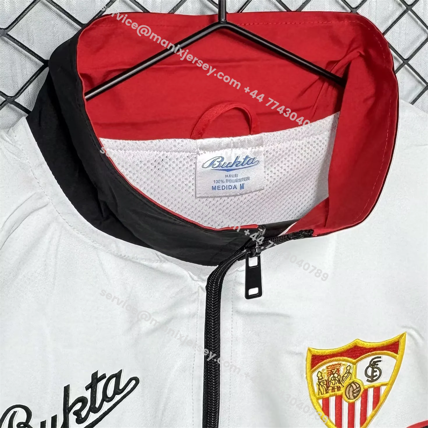 ManixJersey.com | Retro Sevilla 1992-93 Home Windbreaker Jacket - Black And Red -Customize Name, Number and Patch | Worldwide Shipping