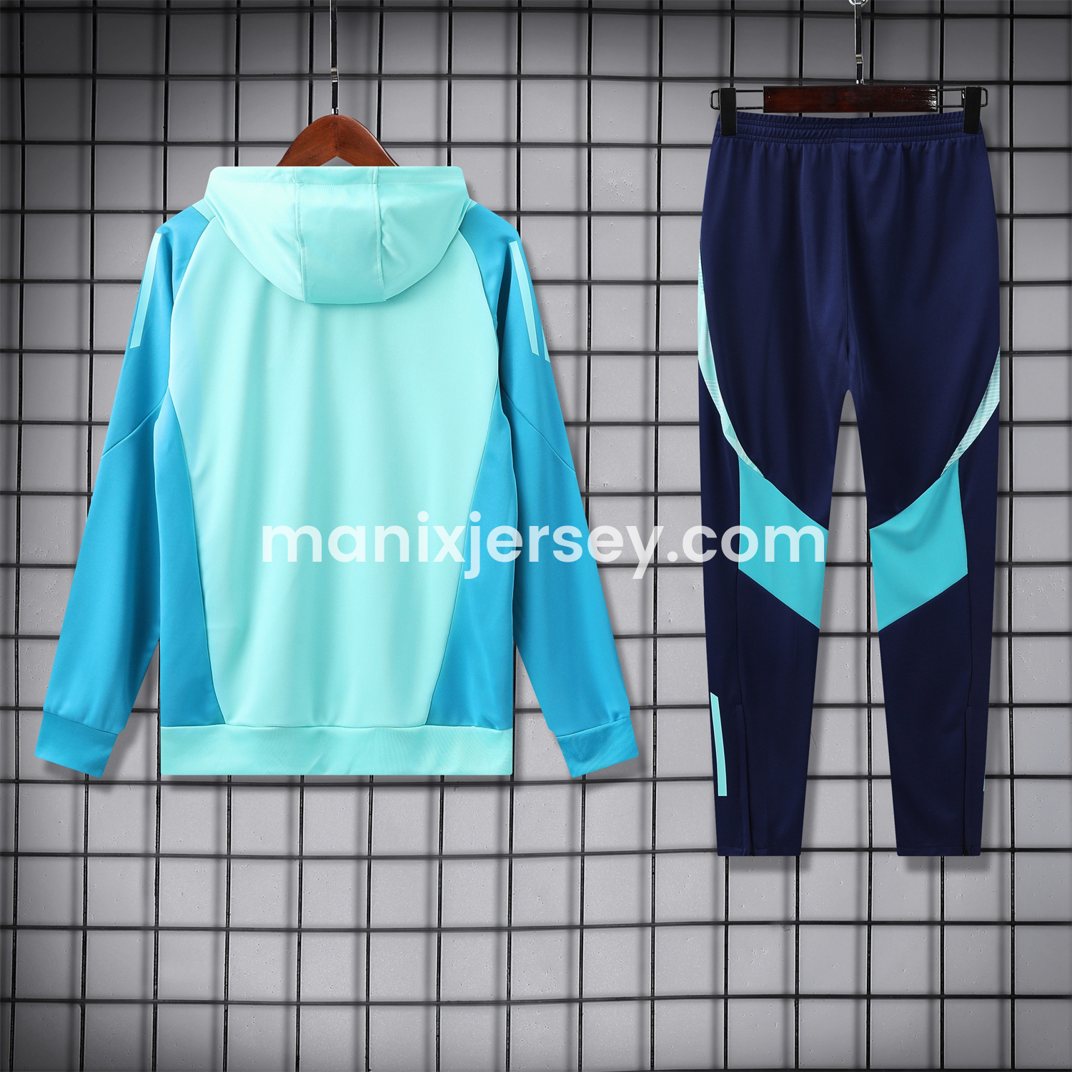 ManixJersey.com | Flamengo 25-26 Traning Hoodie Set - Light Blue With Royal Blue -Customize Name, Number and Patch | Worldwide Shipping