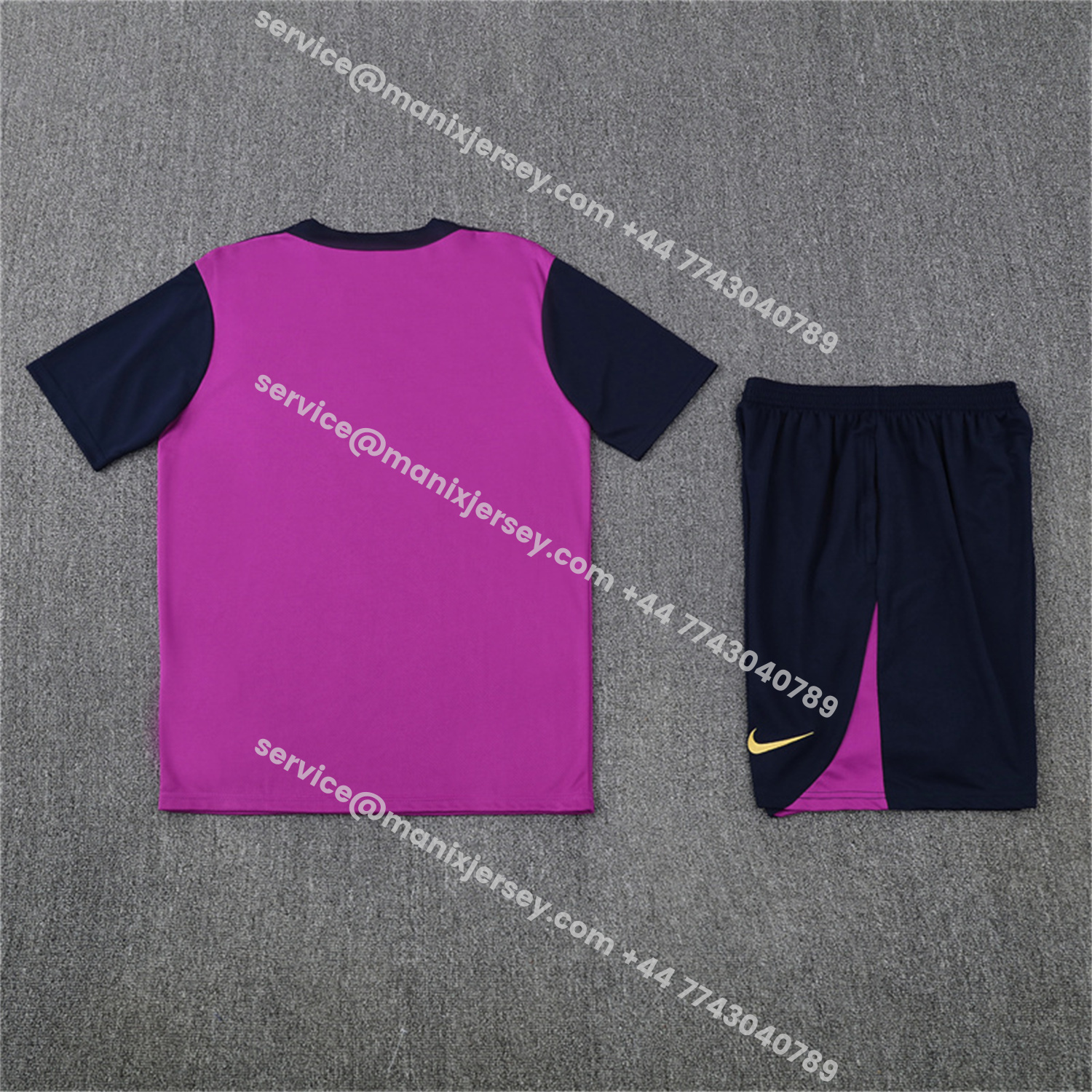 ManixJersey.com | Barcelona 25-26 Kids Short-Sleeve Training Set - Purple Top & Deep Blue Shorts -Customize Name, Number and Patch | Worldwide Shipping