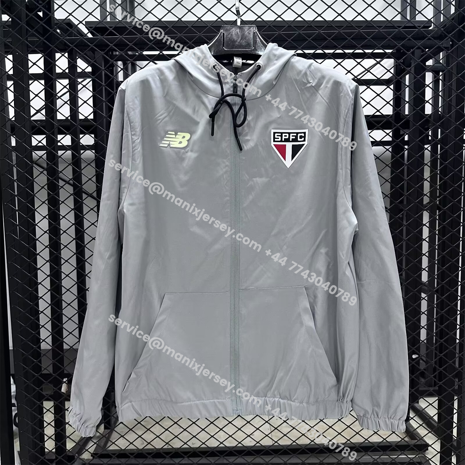 ManixJersey.com | Sao Paulo 25-26 Throwback Windbreaker Jacket - Grey -Customize Name, Number and Patch | Worldwide Shipping