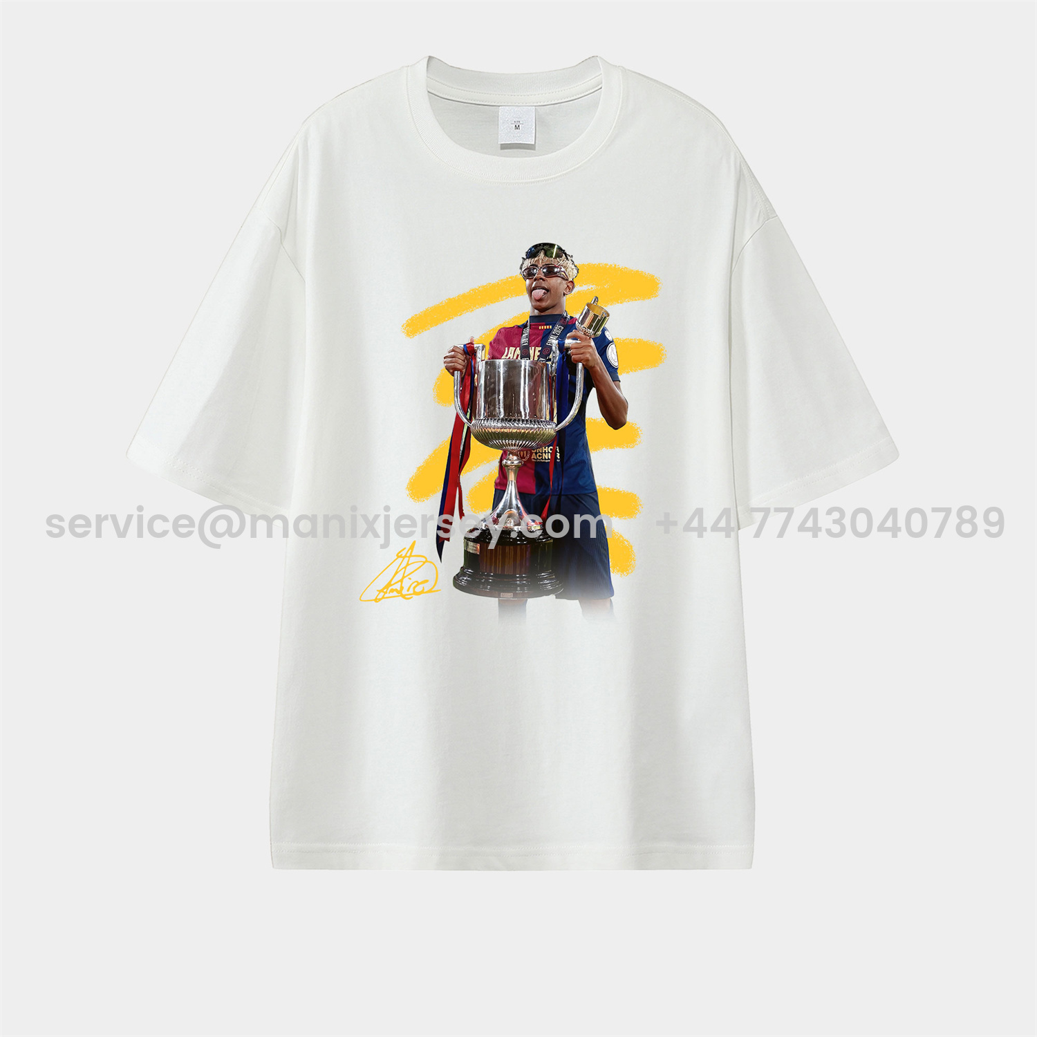ManixJersey.com | Barcelona Yamal Copa Del Rey Unisex Pure Cotton T-shirt -Customize Name, Number and Patch | Worldwide Shipping