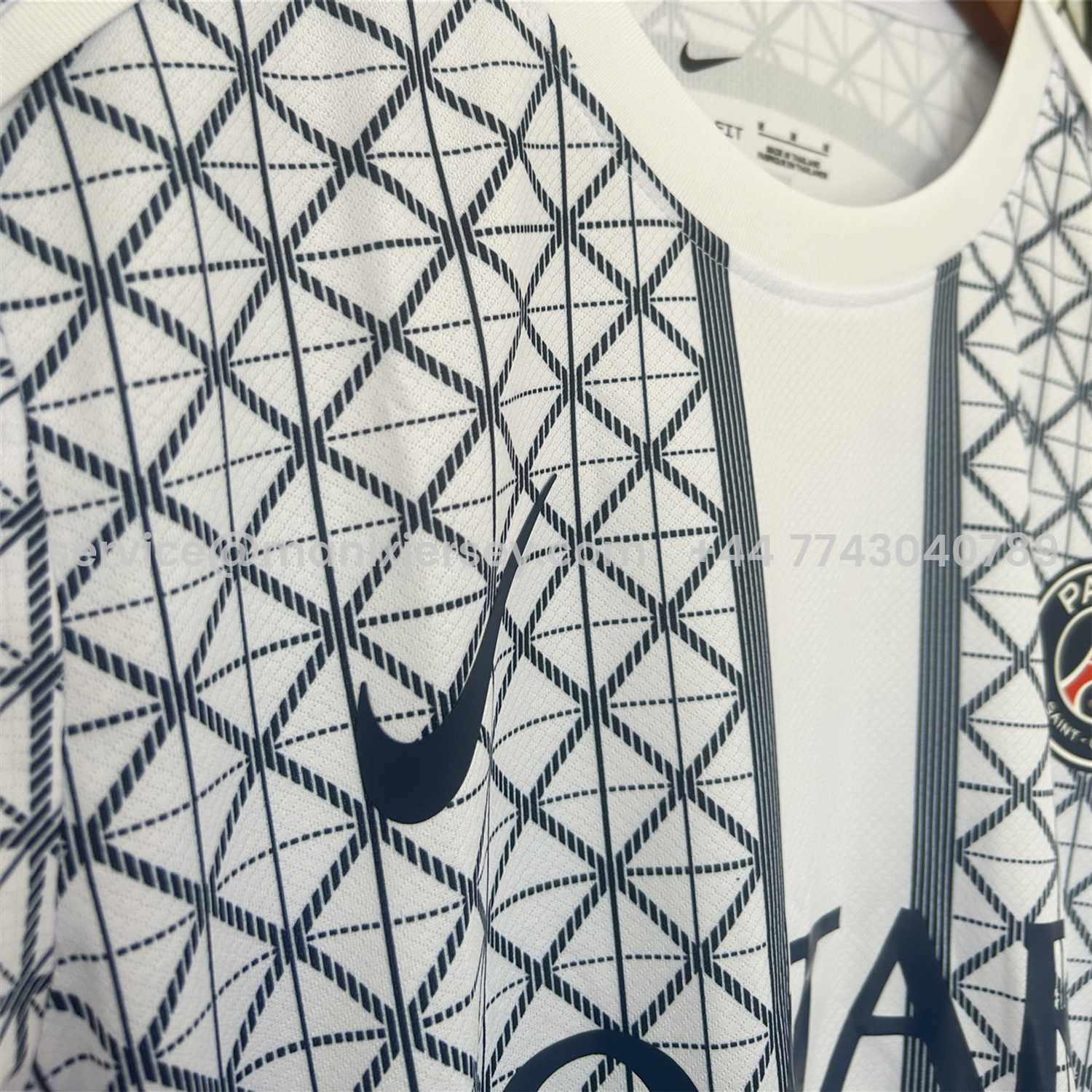 ManixJersey.com | Paris Saint-Germain PSG 25-26 White Pre-Match Training Jersey - Fans Version -Customize Name, Number and Patch | Worldwide Shipping