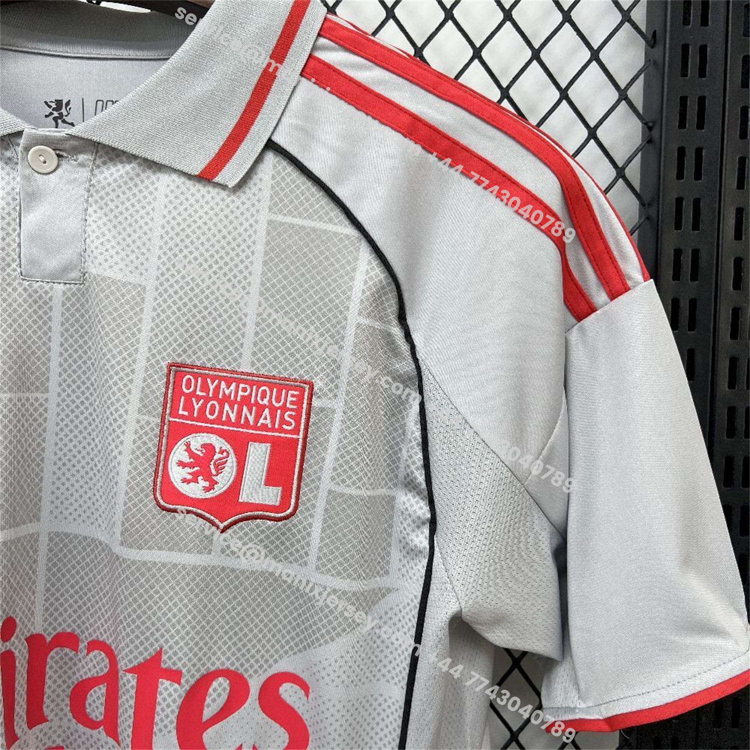 ManixJersey.com | Lyon 25-26 Third Grey Jersey - Fans Version -Customize Name, Number and Patch | Worldwide Shipping
