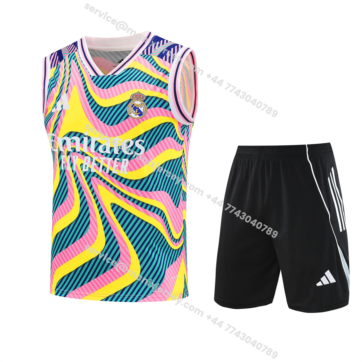 ManixJersey.com | Real Madrid 25-26 Vest Training Set - Colorful Vest & Black Shorts -Customize Name, Number and Patch | Worldwide Shipping