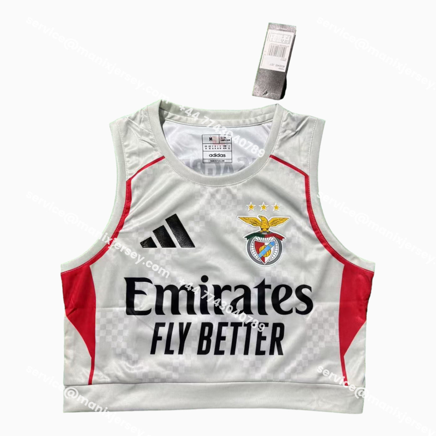 ManixJersey.com | Women's Benfica 25-26 Away White Yoga Vest -Customize Name, Number and Patch | Worldwide Shipping