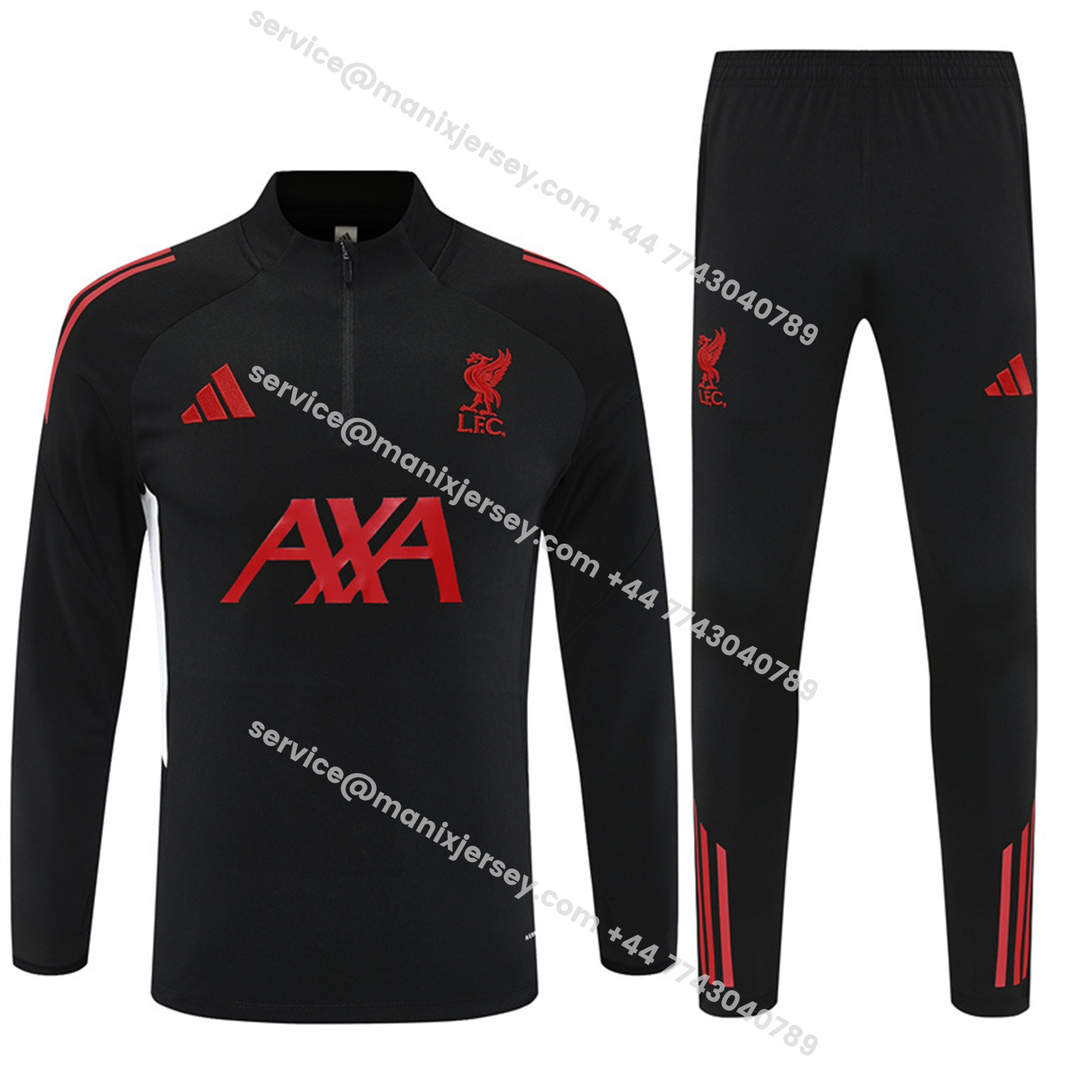 ManixJersey.com | Liver.pool 25-26 Kids Long Sleeve Training Set - Black Top & Black Pants -Customize Name, Number and Patch | Worldwide Shipping