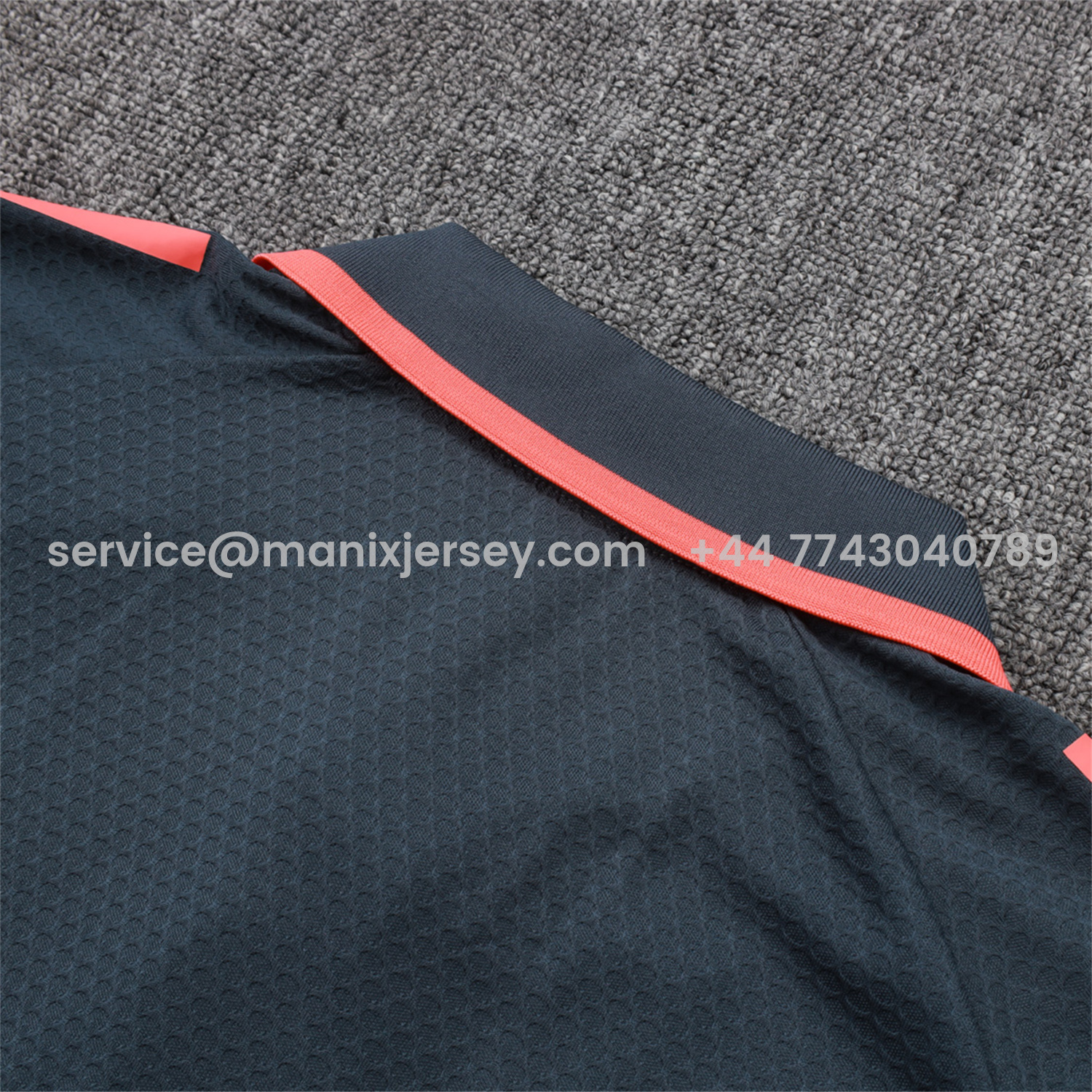 ManixJersey.com | Bayern Munich 25-26 POLO Short-Sleeve Training Set - Deep Grey Top and Pants with Orange Badge -Customize Name, Number and Patch | Worldwide Shipping