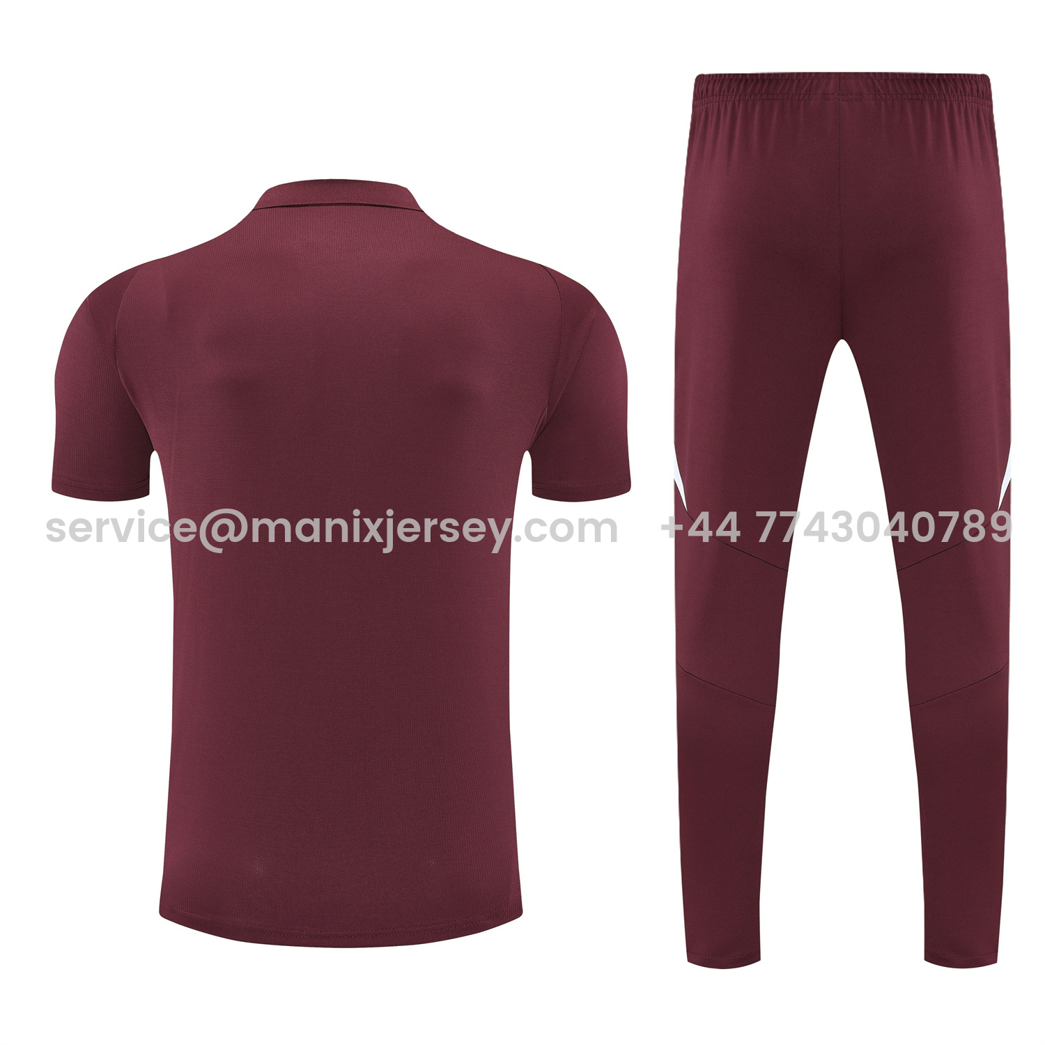 ManixJersey.com | Bayern Munich 25-26 POLO Short-Sleeve Training Set With Red Logo - Deep Red Top & Deep Red Pants -Customize Name, Number and Patch | Worldwide Shipping