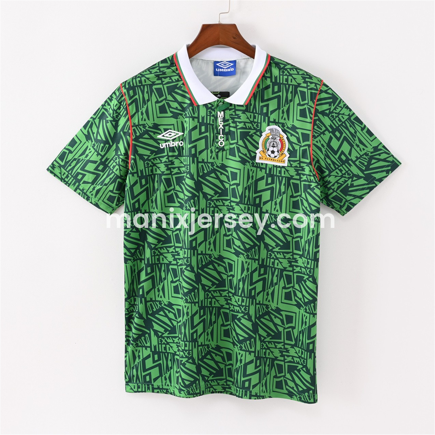 ManixJersey.com | Retro Mexico 1994 Home Jersey -Customize Name, Number and Patch | Worldwide Shipping