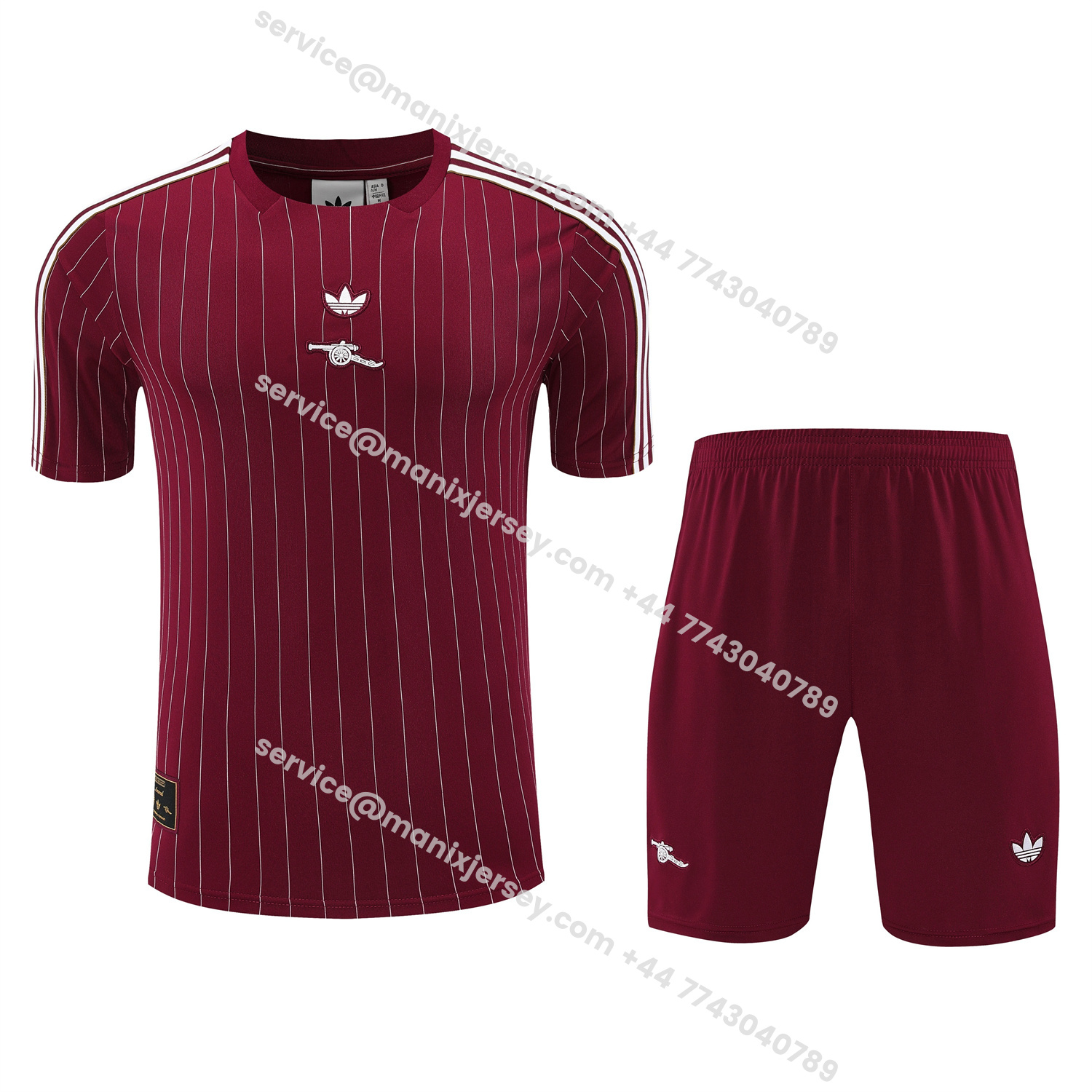 ManixJersey.com | Arsenal 25-26 Short-Sleeve Training Set- Red Top & Red Shorts -Customize Name, Number and Patch | Worldwide Shipping