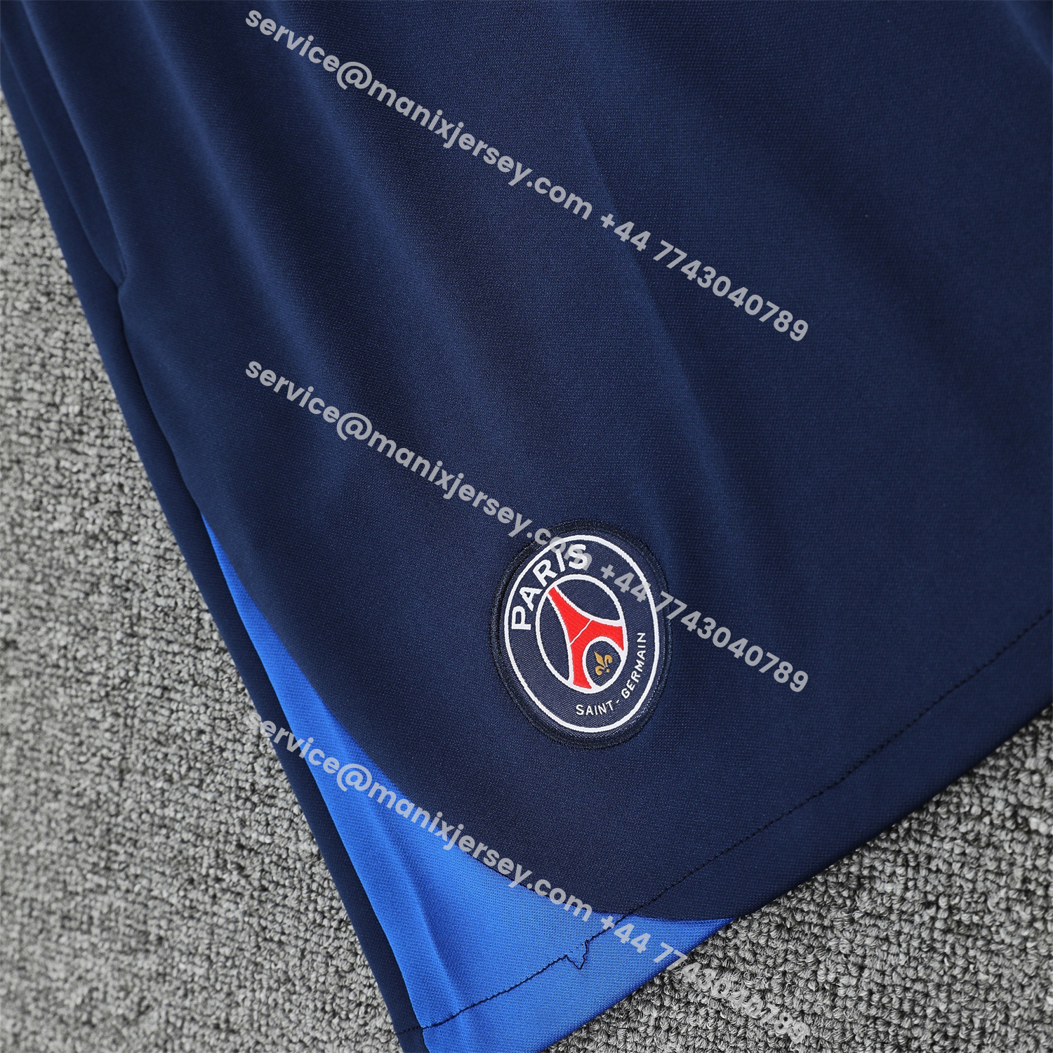 ManixJersey.com | Paris Saint-Germain PSG 25-26 Short-Sleeve Training Set - Red Top & Deep Blue Shorts -Customize Name, Number and Patch | Worldwide Shipping