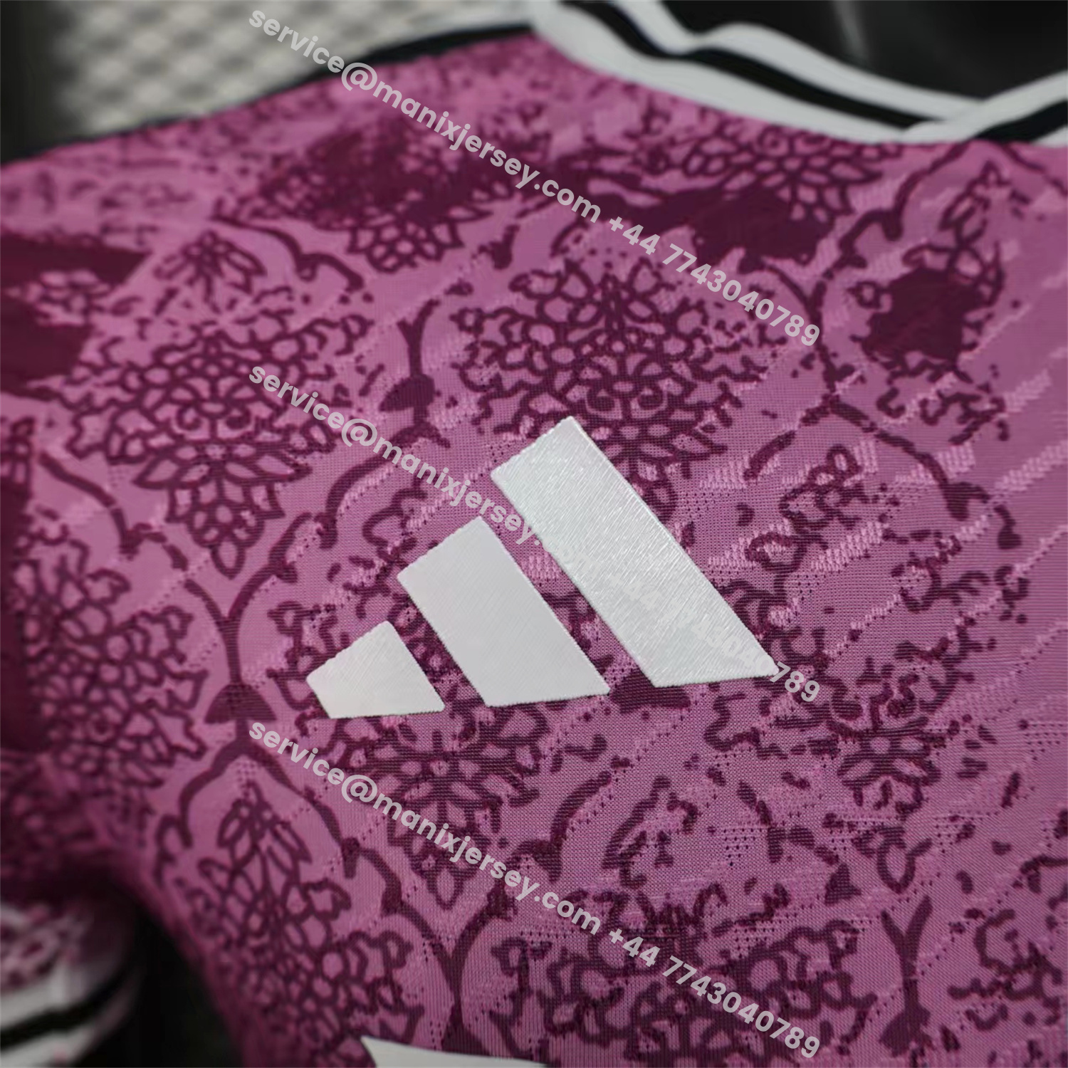 ManixJersey.com | Real Madrid 25-26 Pink With Purple Texture Special Jersey - Player Version -Customize Name, Number and Patch | Worldwide Shipping