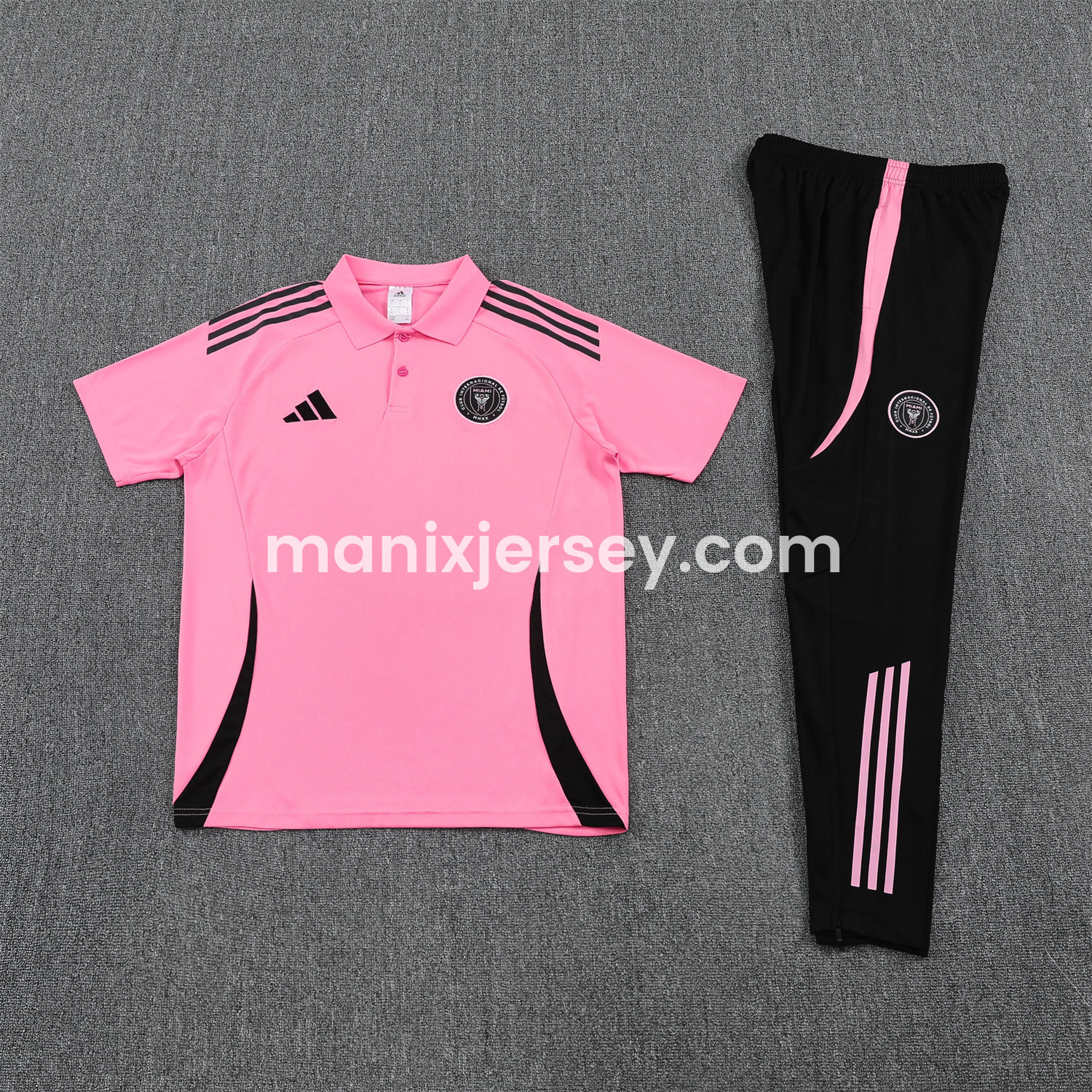 ManixJersey.com | INT M.A.M 25-26 POLO Short-Sleeve Training Set - Pink Top and Black Pants -Customize Name, Number and Patch | Worldwide Shipping