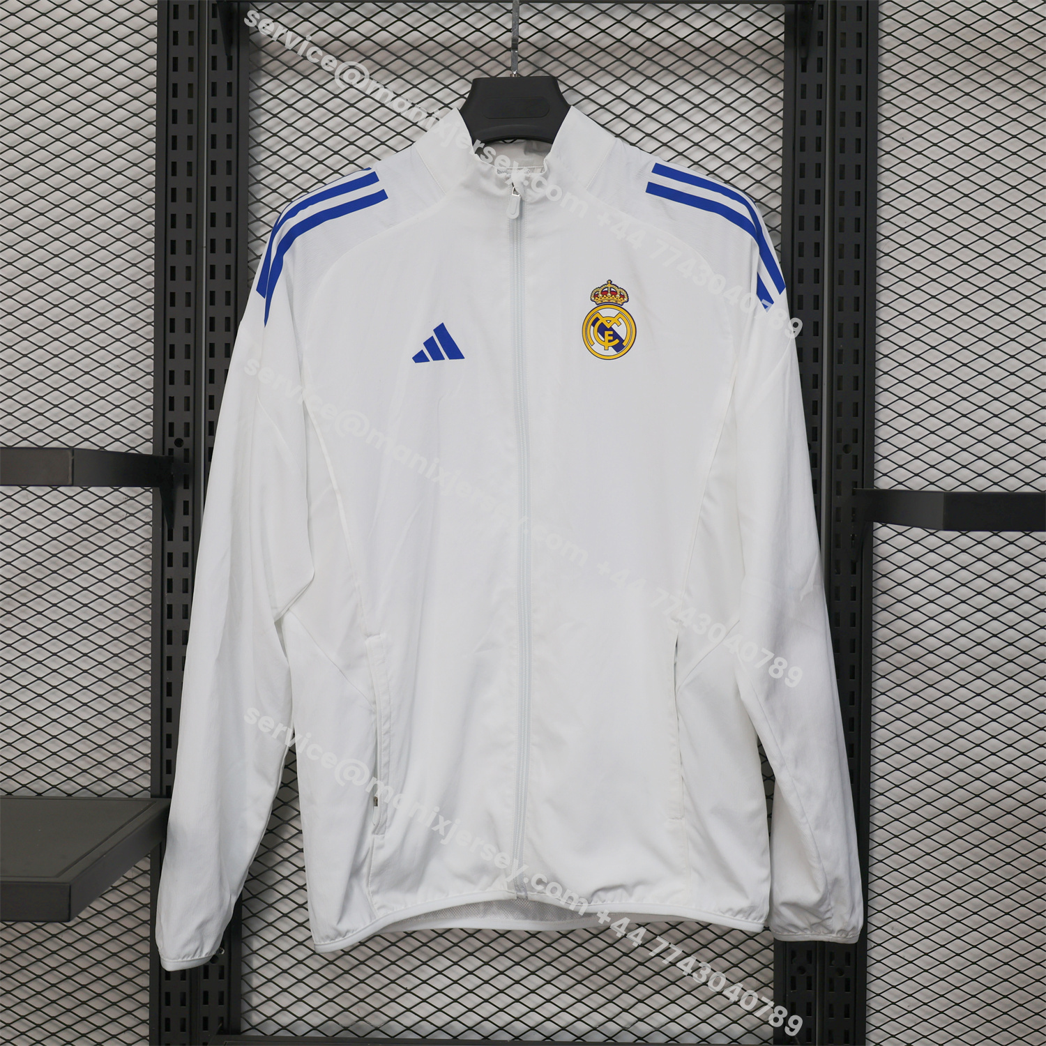 ManixJersey.com | Real Madrid 25-26 White Windbreaker Jacket - Deep Green -Customize Name, Number and Patch | Worldwide Shipping