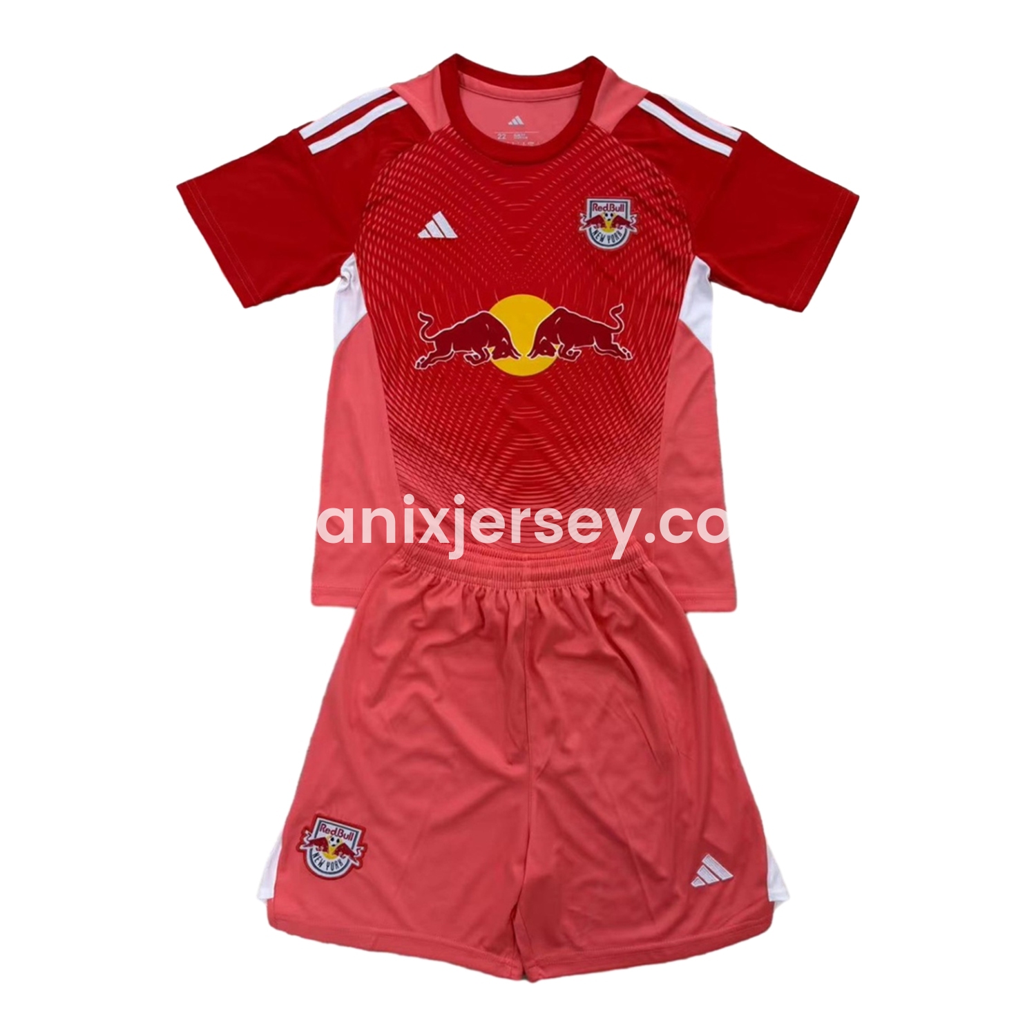 ManixJersey.com | New York Red Bulls 25-26 Red Goalkeeper Kids Kit -Customize Name, Number and Patch | Worldwide Shipping