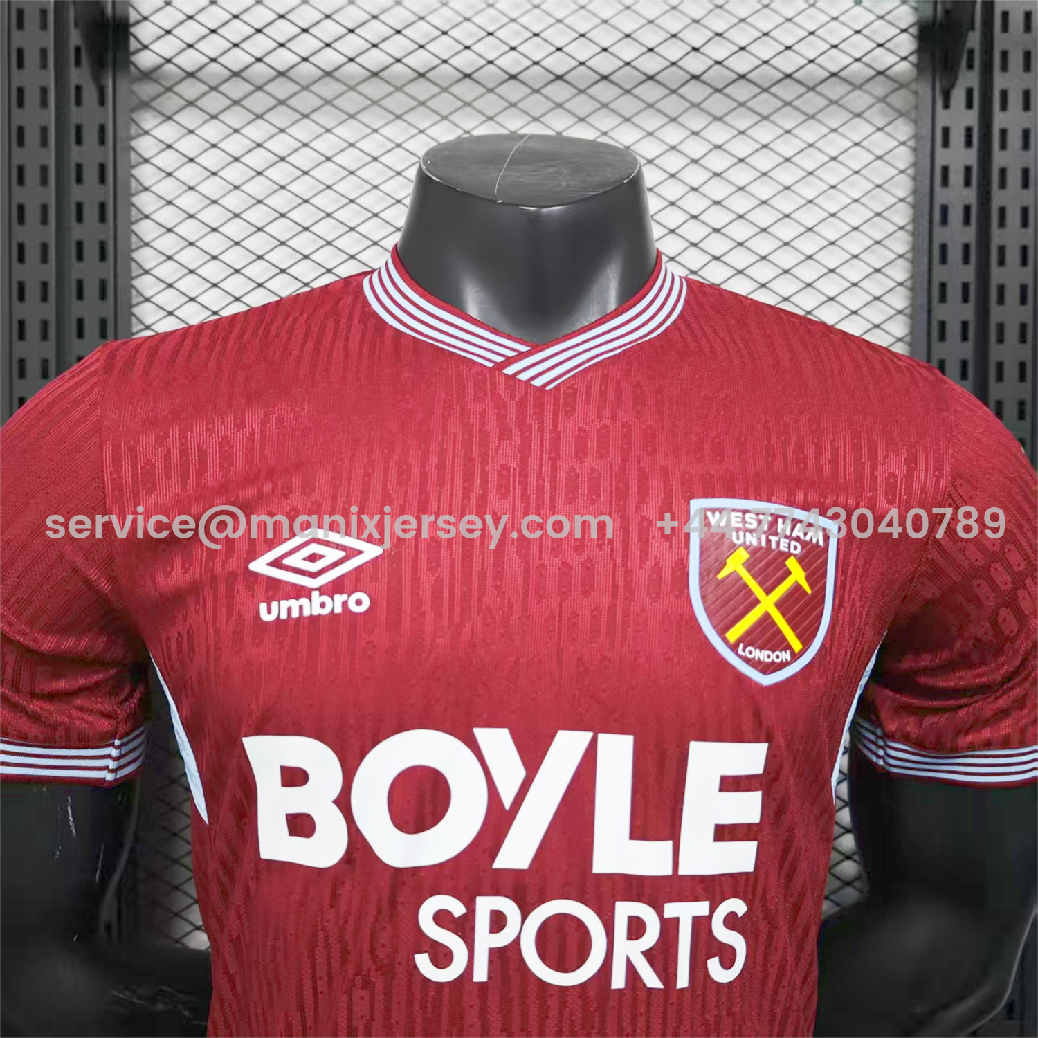 ManixJersey.com | West Ham United 25-26 Home Jersey - Player Version -Customize Name, Number and Patch | Worldwide Shipping