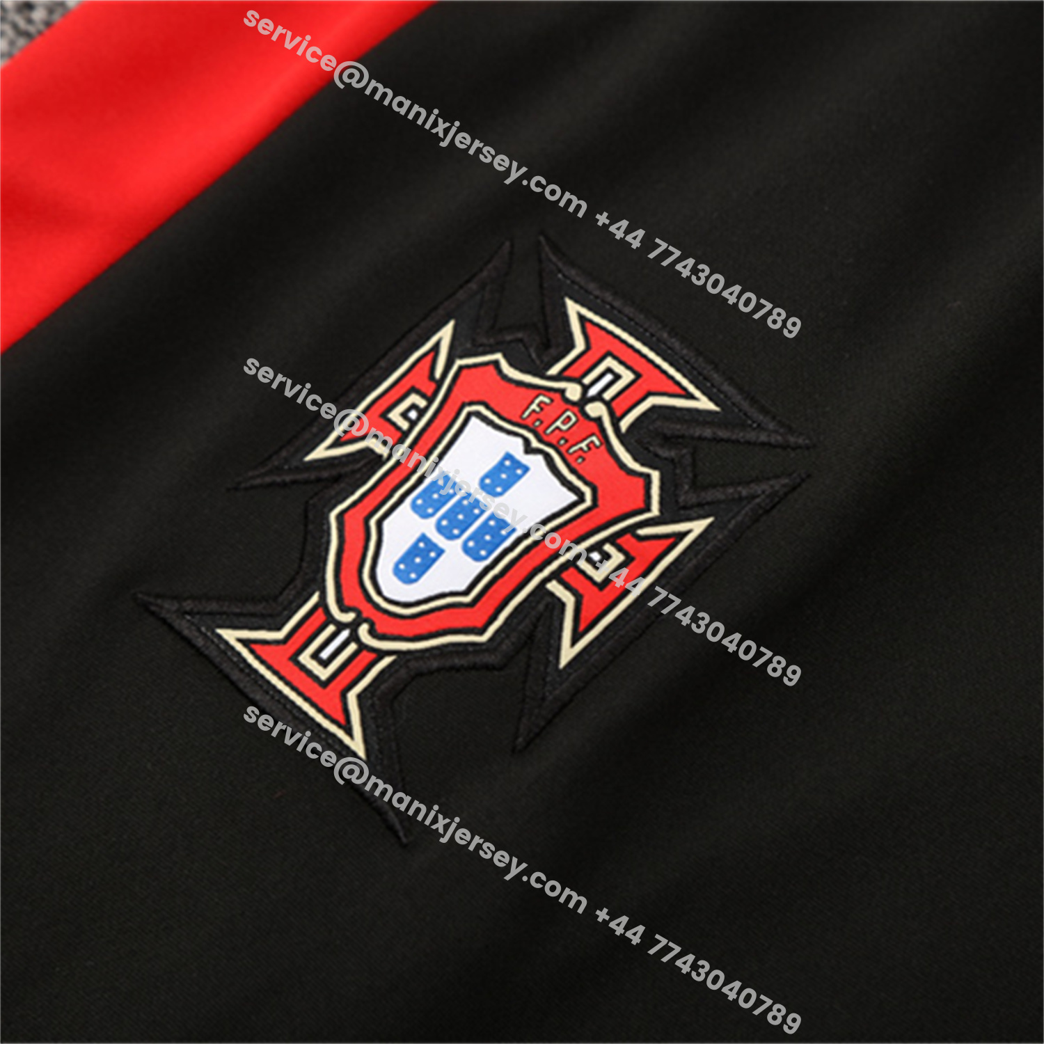 ManixJersey.com | Portugal 25-26 Kids Long Sleeve Training Set - Black Top & Black Pants -Customize Name, Number and Patch | Worldwide Shipping