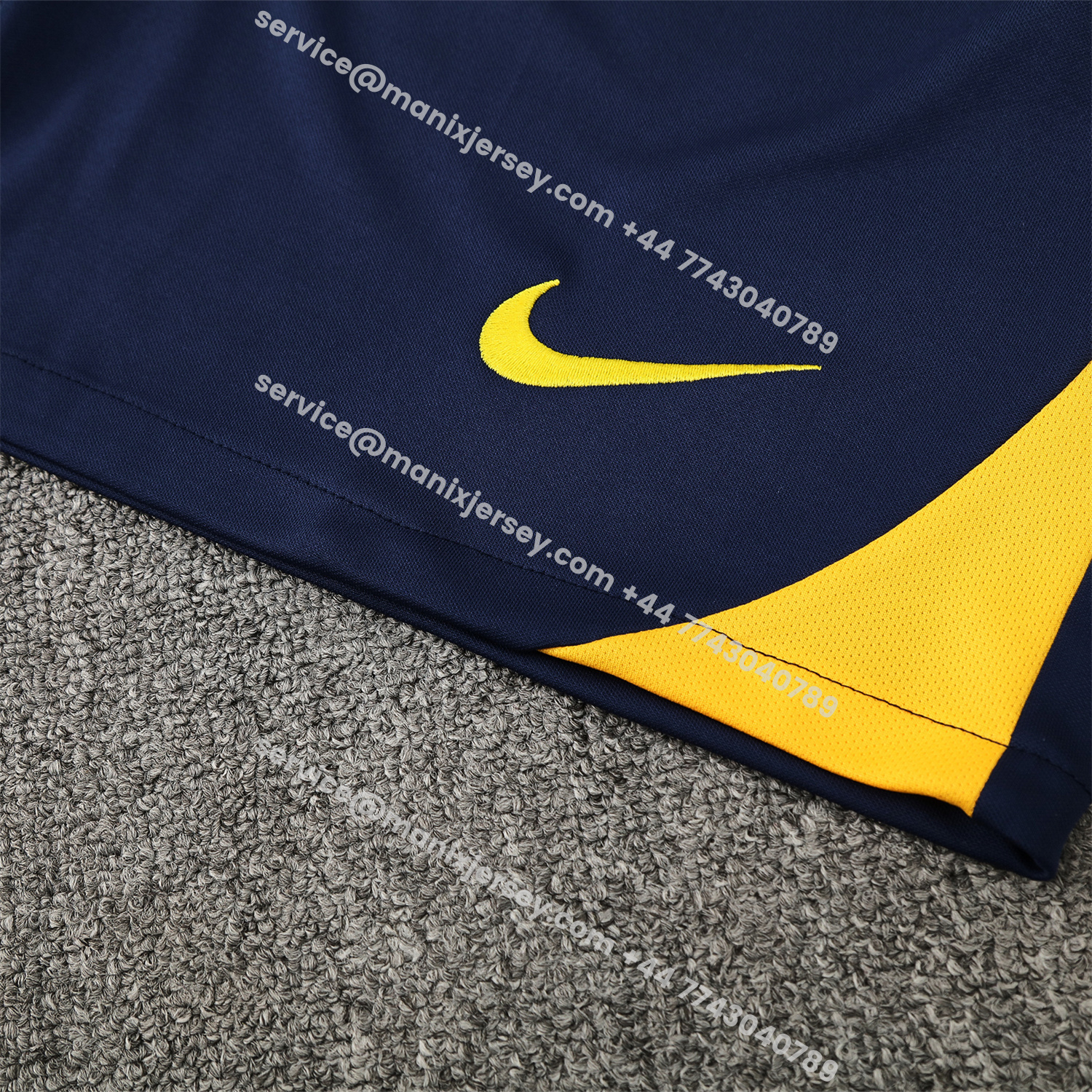 ManixJersey.com | Atletico Madrid Short-Sleeve Training Set - Red White Top & Blue Shorts -Customize Name, Number and Patch | Worldwide Shipping