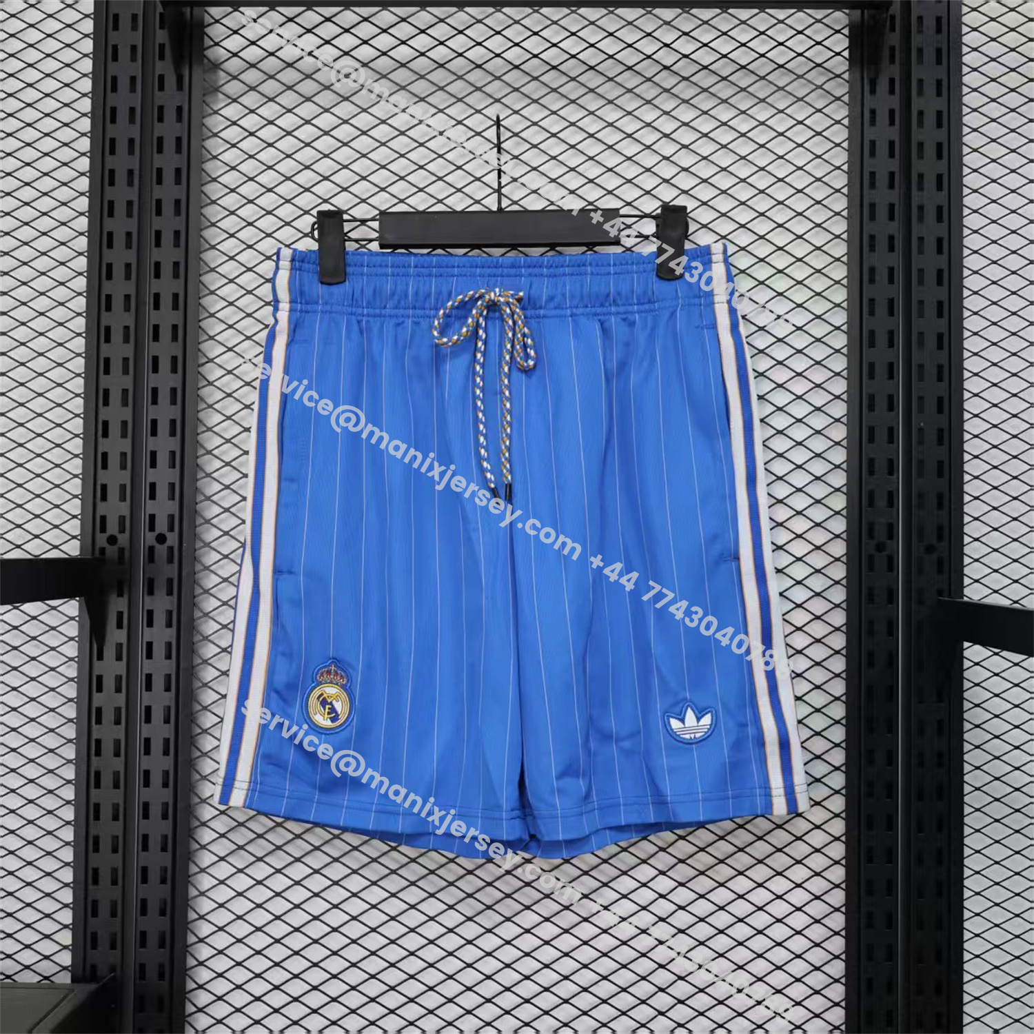 ManixJersey.com | Real Madrid 25-26 Trefoil Blue Travel Shorts - Player Version -Customize Name, Number and Patch | Worldwide Shipping