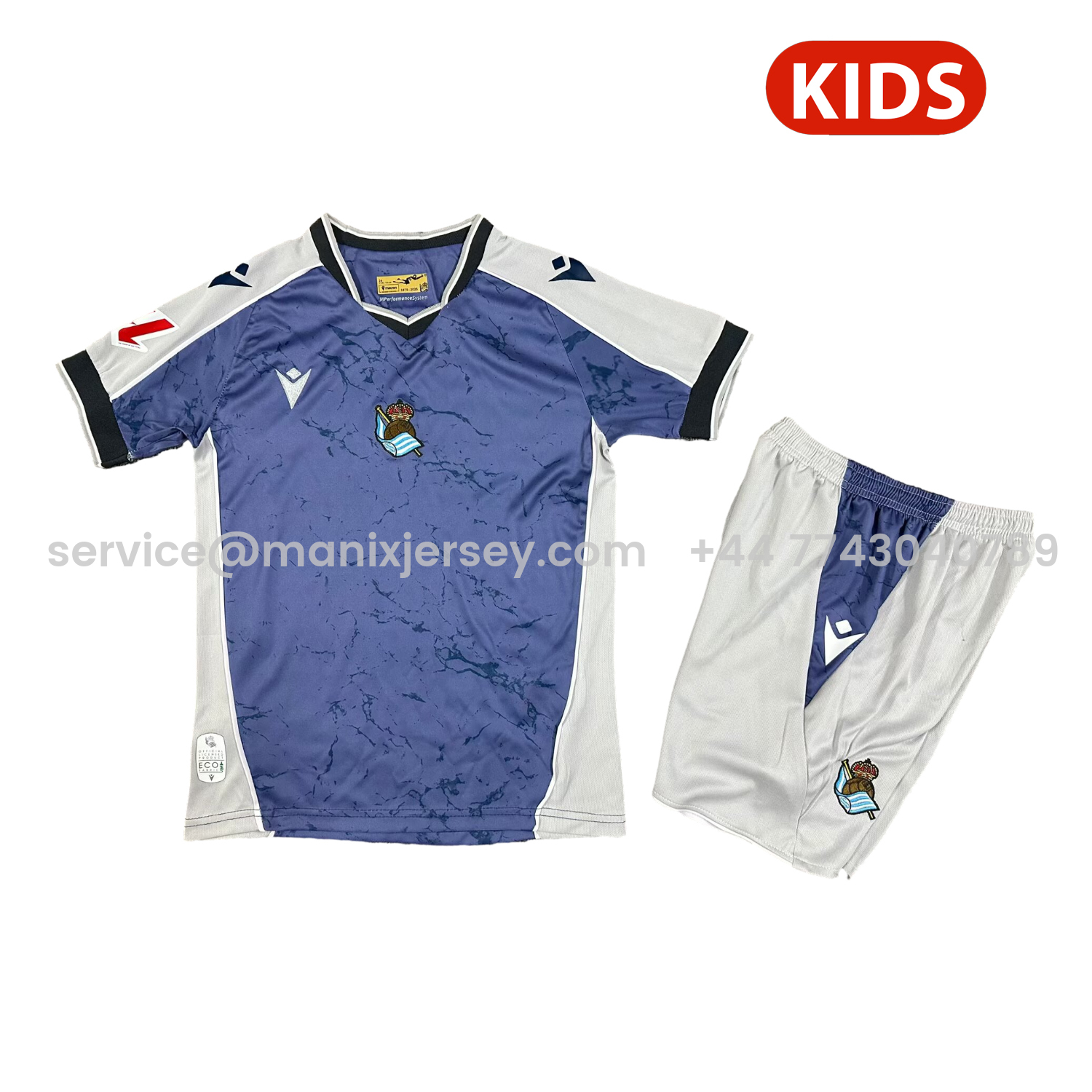 ManixJersey.com | Real Sociedad 25-26 Away Kids Kit -Customize Name, Number and Patch | Worldwide Shipping