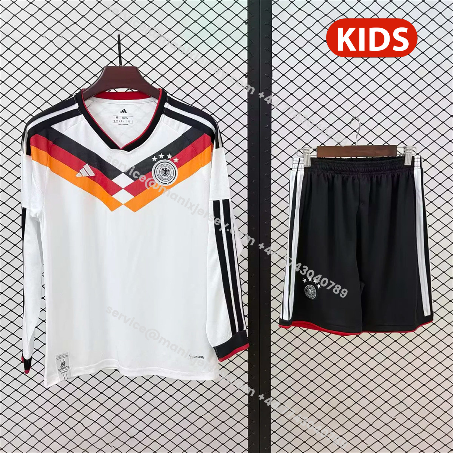 ManixJersey.com | Germany 2026 Home Long Sleeves Kids Kit - Fans Version -Customize Name, Number and Patch | Worldwide Shipping