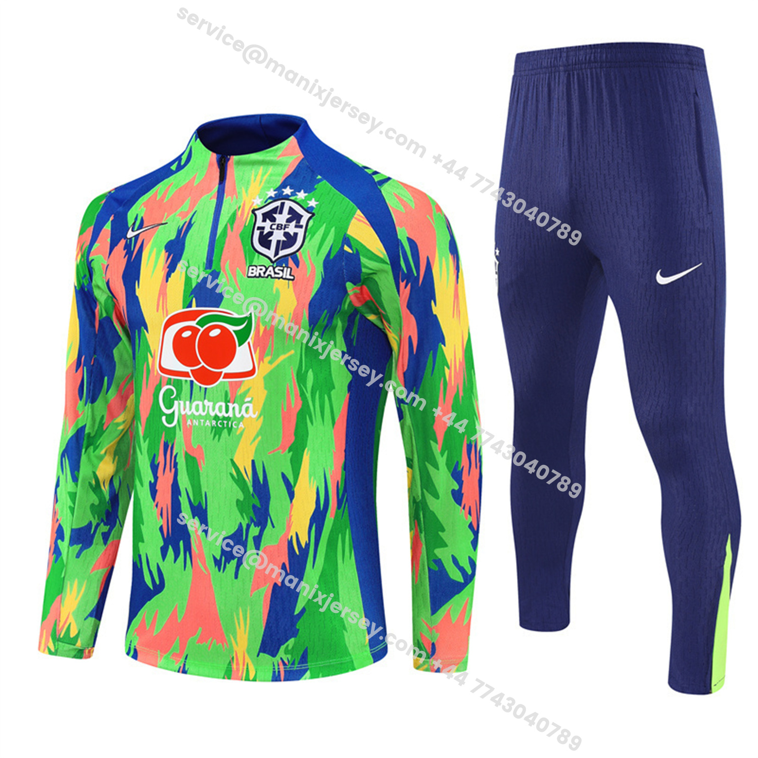 ManixJersey.com | Brazil 25-26 Long Sleeve Training Set - Colorful Camouflage Top & Royal Blue Pants -Customize Name, Number and Patch | Worldwide Shipping