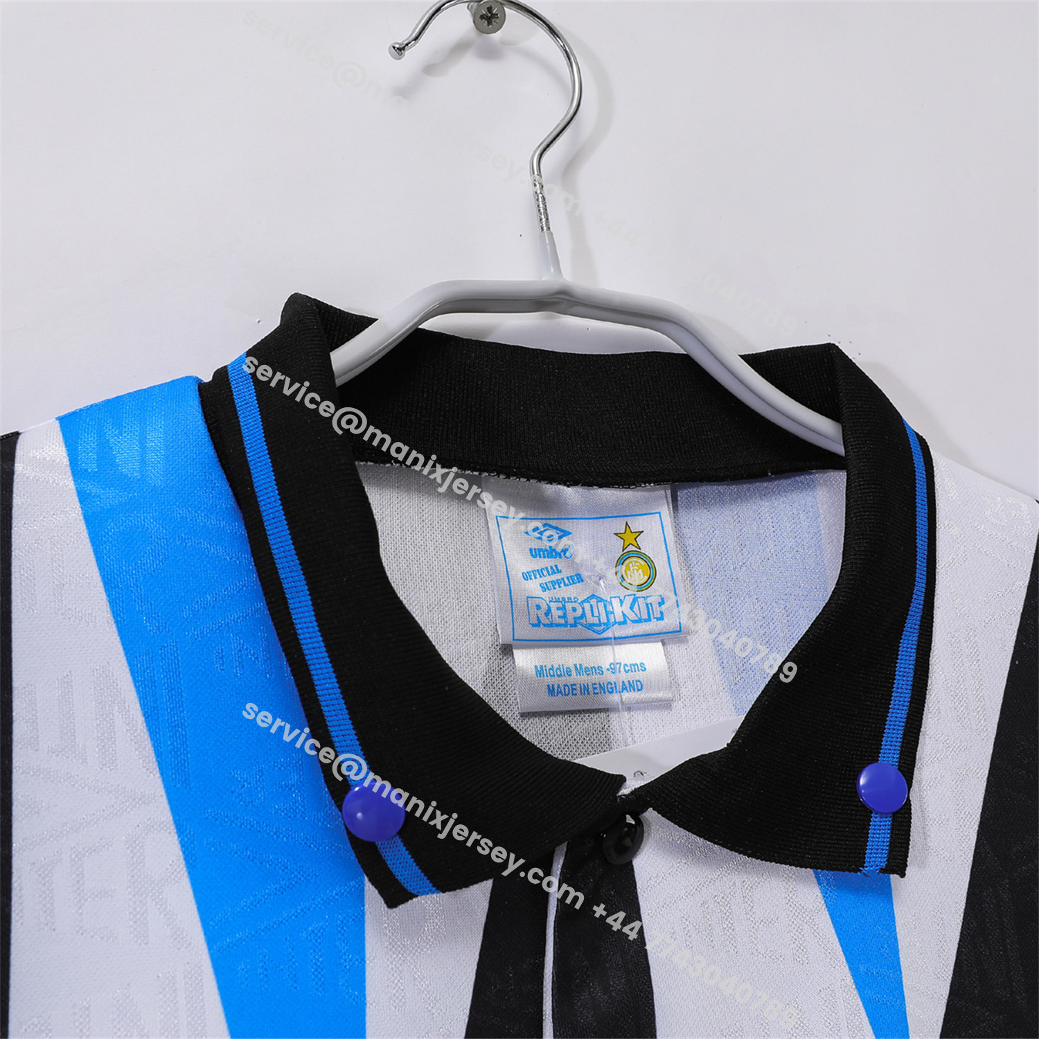 ManixJersey.com | Retro Inter Milan 1992-93 Away Jersey -Customize Name, Number and Patch | Worldwide Shipping