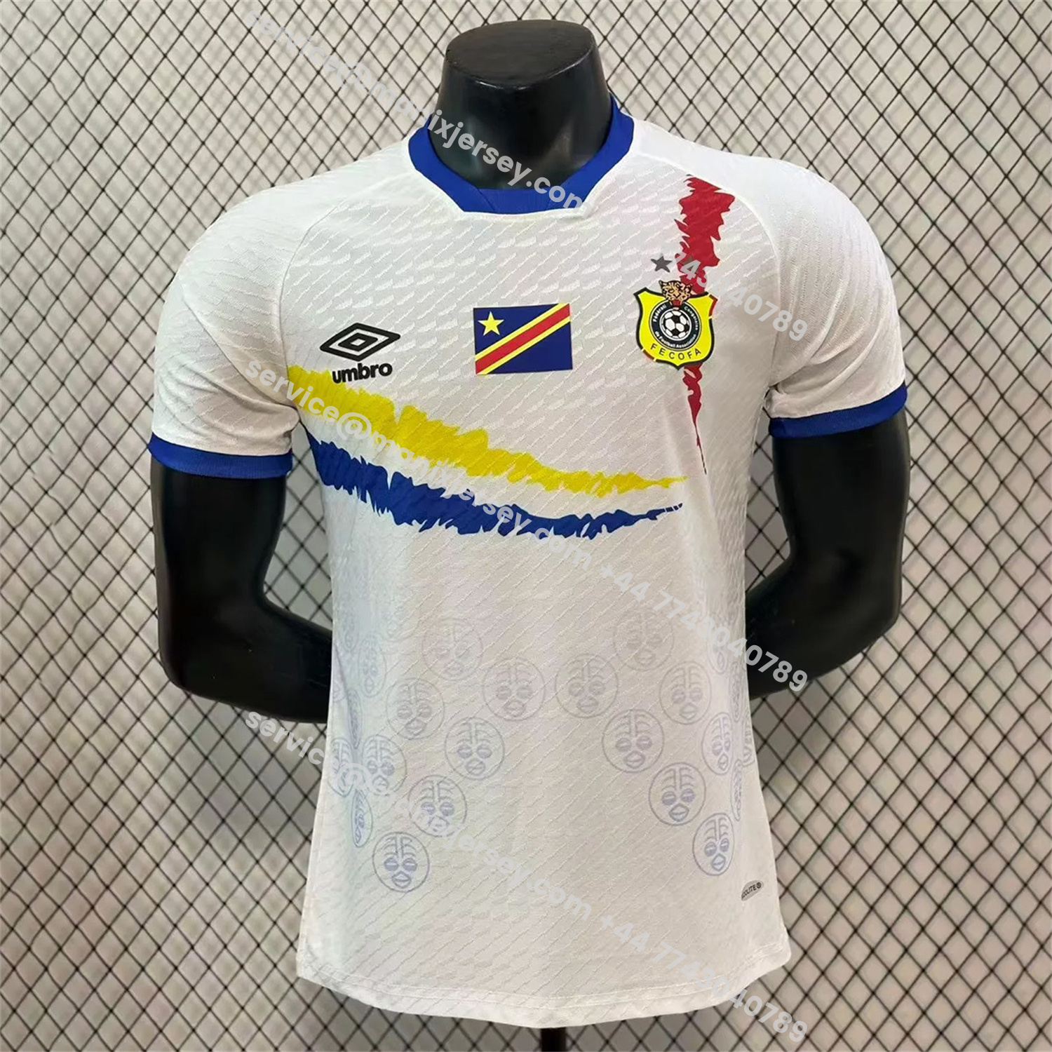 ManixJersey.com | Retro Congo 2023 Away White Jersey - Player Version -Customize Name, Number and Patch | Worldwide Shipping