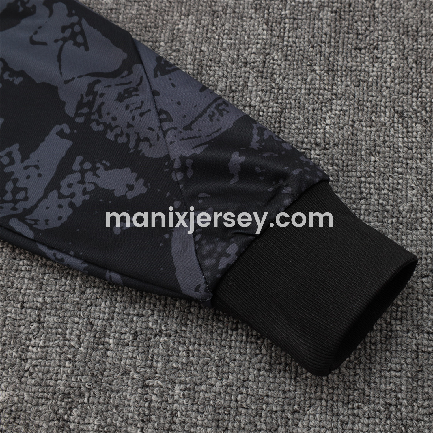 ManixJersey.com | Corinthians 25-26 Jacket Training Tracksuit - Black and Gray Pattern Jackets & Black Pants -Customize Name, Number and Patch | Worldwide Shipping