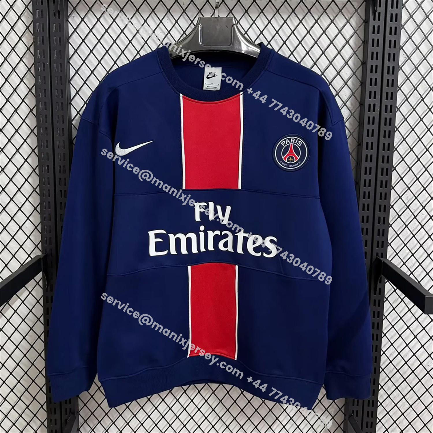 ManixJersey.com | Paris Saint-Germain PSG 25-26 Blue And Red Unisex Pullover Hoodie -Customize Name, Number and Patch | Worldwide Shipping