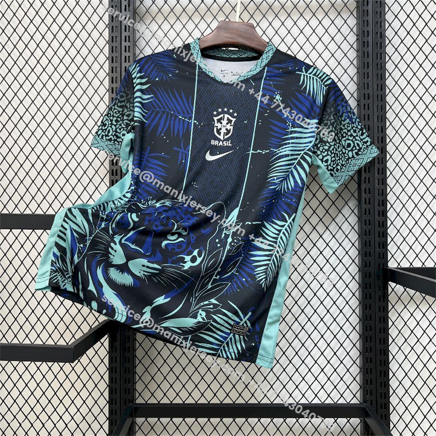 ManixJersey.com | Brazil 2026 Blue Leopard Special Jersey - Fans Version -Customize Name, Number and Patch | Worldwide Shipping