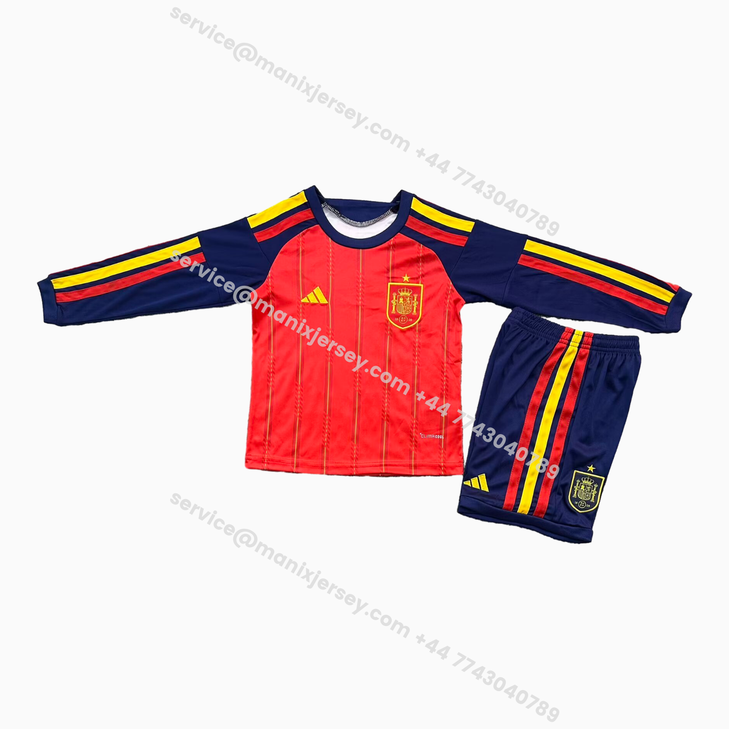 ManixJersey.com | Spain 2026 Home Long Sleeves Kids Kit -Customize Name, Number and Patch | Worldwide Shipping