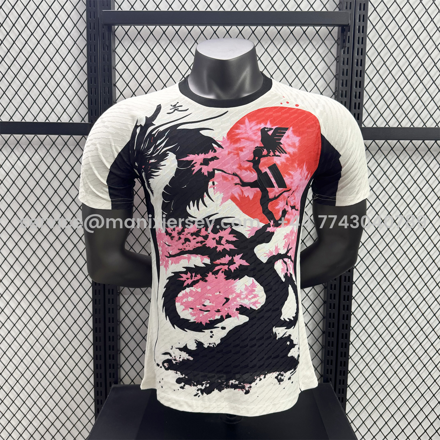 ManixJersey.com | Japan 25-26 Black Dragon Cherry Blossom Tree White Special Jersey - Player Version -Customize Name, Number and Patch | Worldwide Shipping